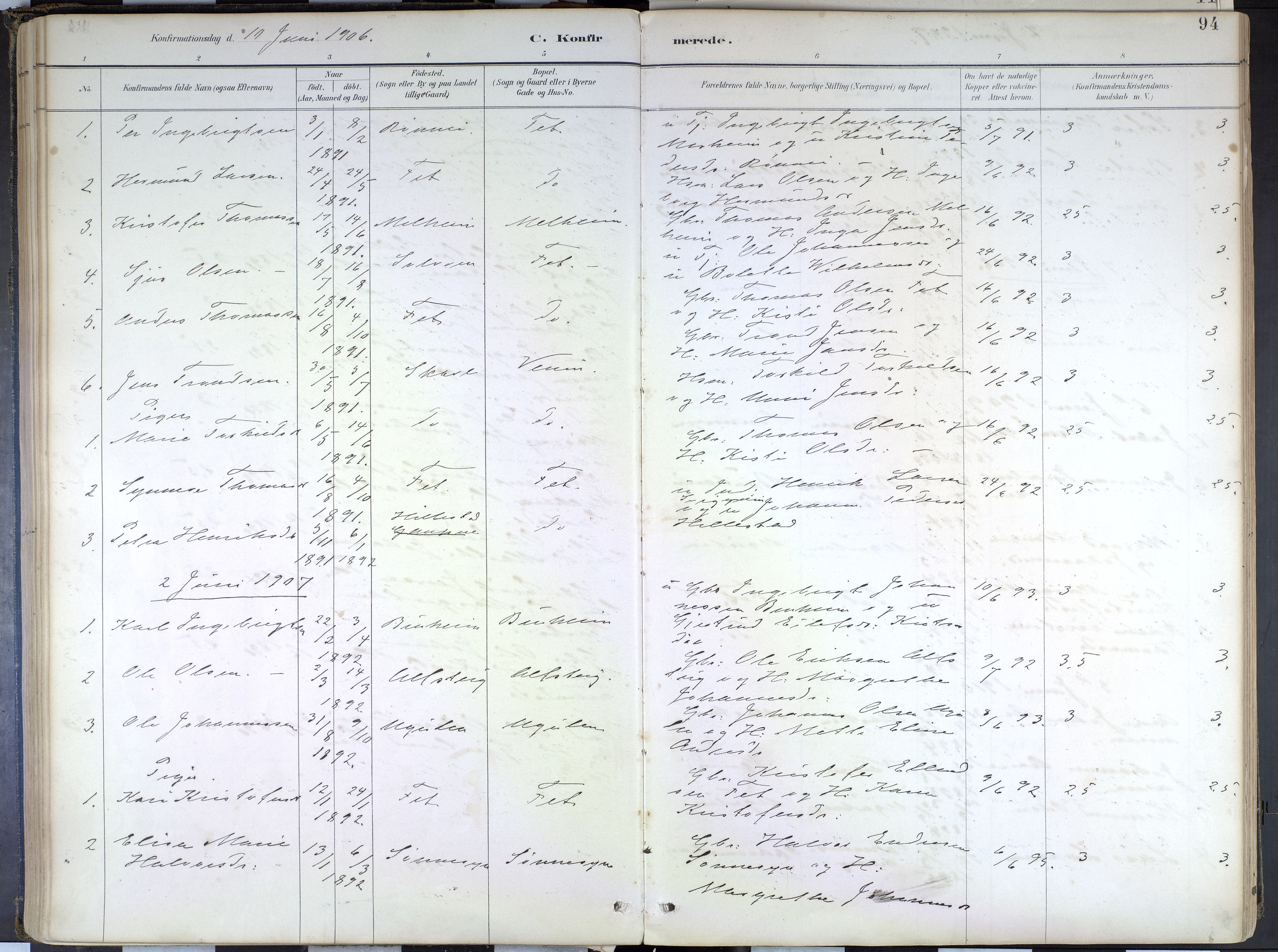 Hafslo sokneprestembete, SAB/A-80301/H/Haa/Haad/L0001: Parish register (official) no. D 1, 1886-1934, p. 94