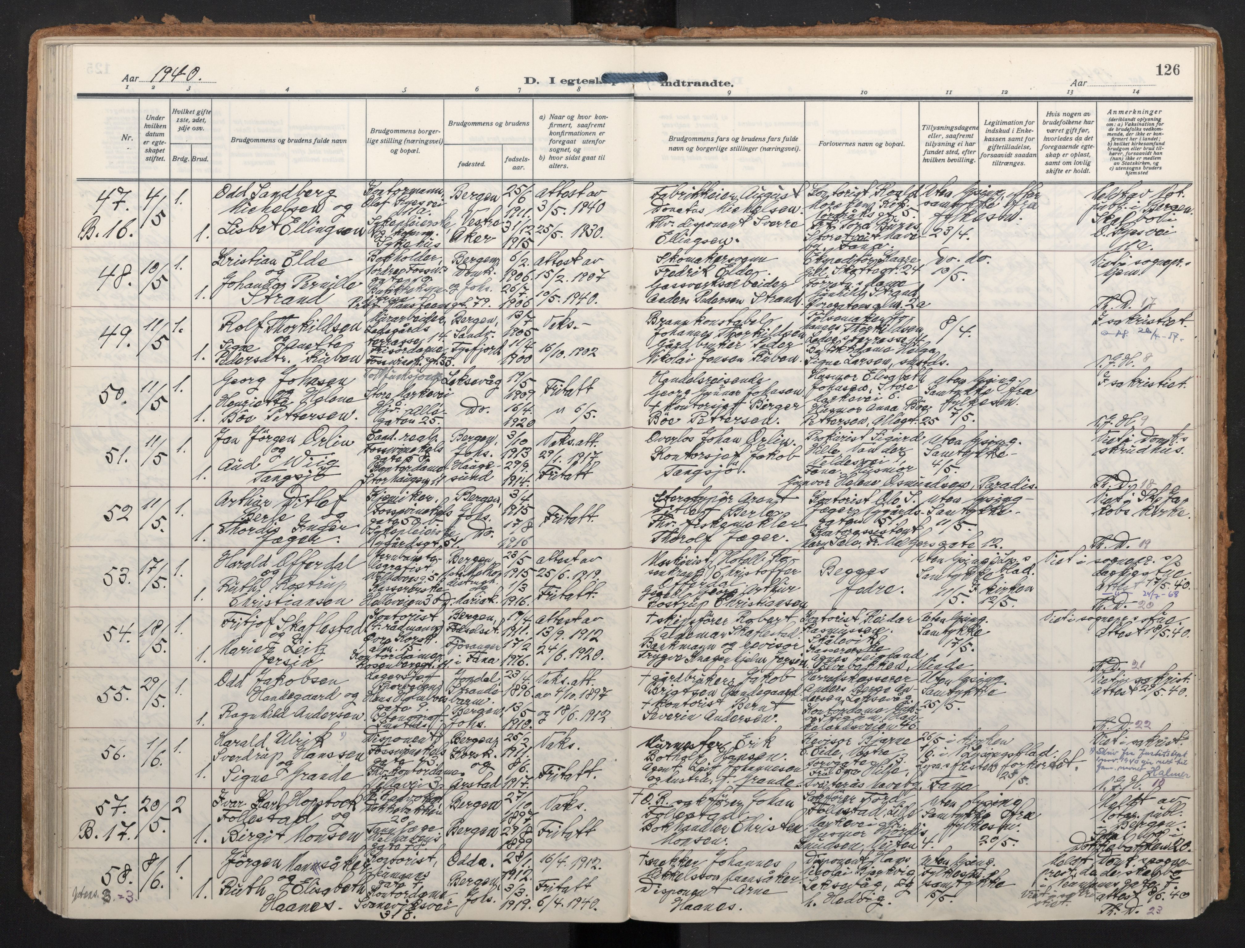 Johanneskirken sokneprestembete, SAB/A-76001/H/Haa/L0014: Parish register (official) no. D 3, 1929-1949, p. 125b-126a