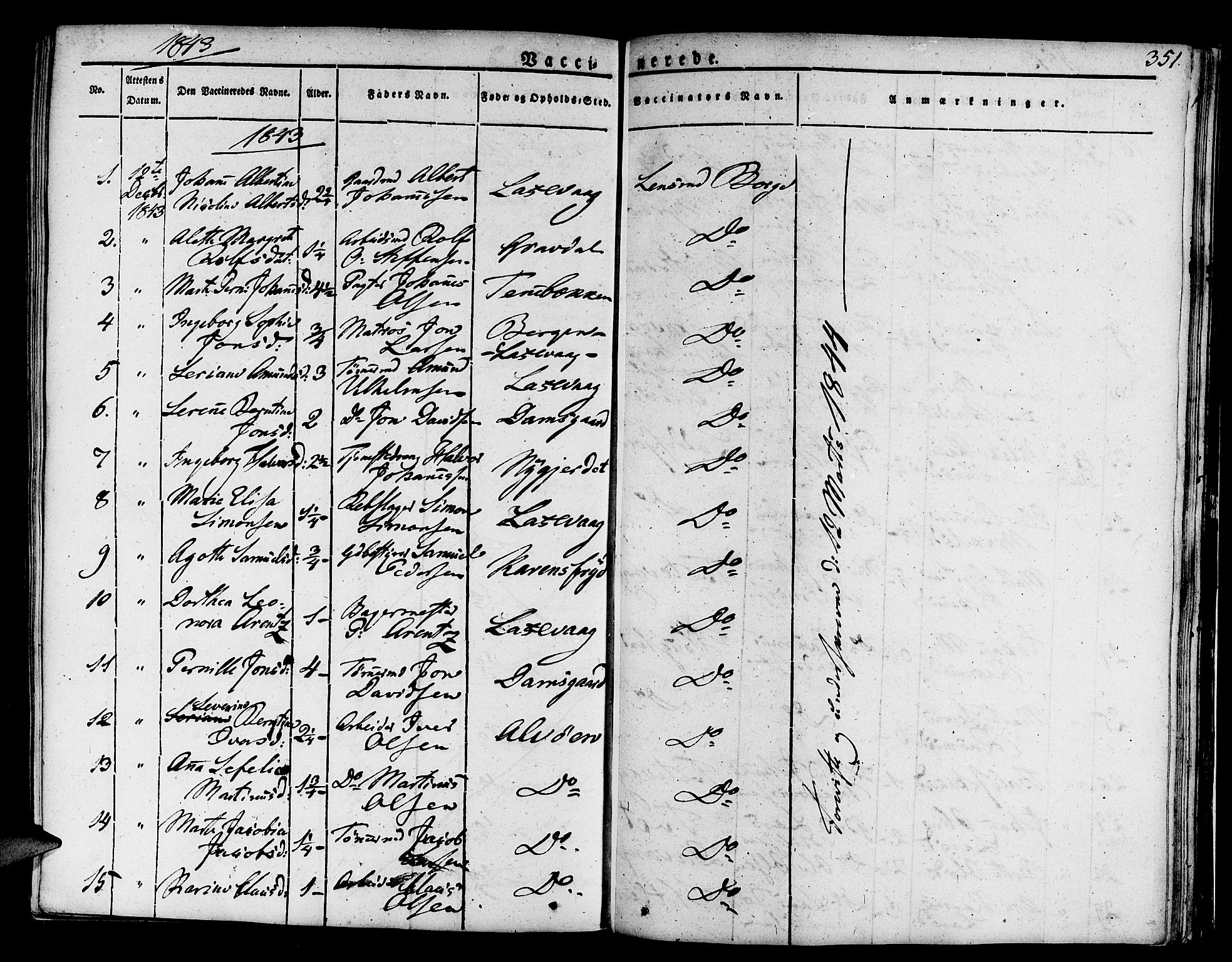 Askøy Sokneprestembete, SAB/A-74101/H/Ha/Haa/Haaa/L0004: Parish register (official) no. A 4, 1825-1845, p. 351