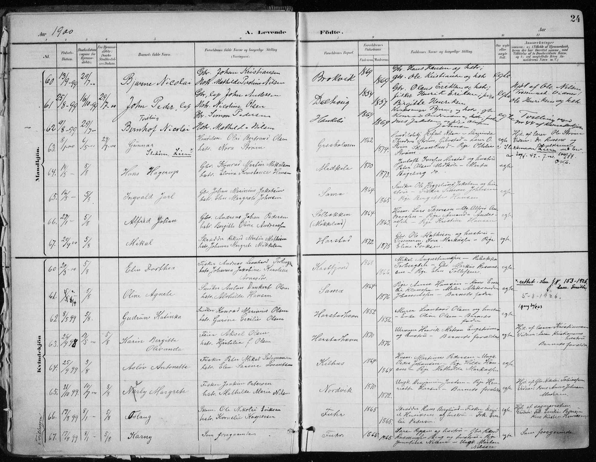 Trondenes sokneprestkontor, SATØ/S-1319/H/Ha/L0017kirke: Parish register (official) no. 17, 1899-1908, p. 24