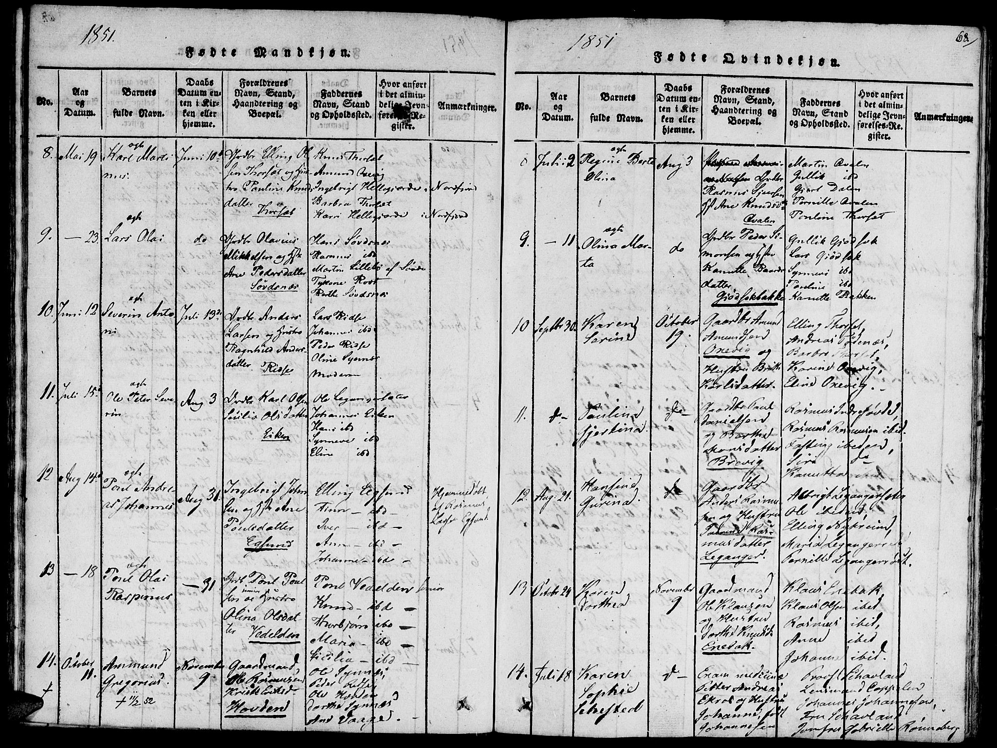 Ministerialprotokoller, klokkerbøker og fødselsregistre - Møre og Romsdal, SAT/A-1454/504/L0054: Parish register (official) no. 504A01, 1816-1861, p. 68