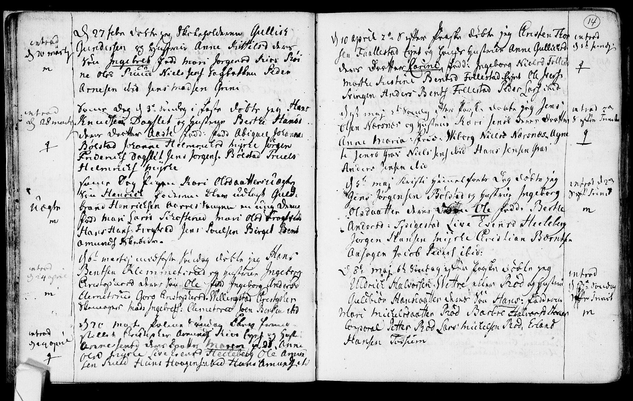 Røyken kirkebøker, AV/SAKO-A-241/F/Fa/L0003: Parish register (official) no. 3, 1782-1813, p. 14