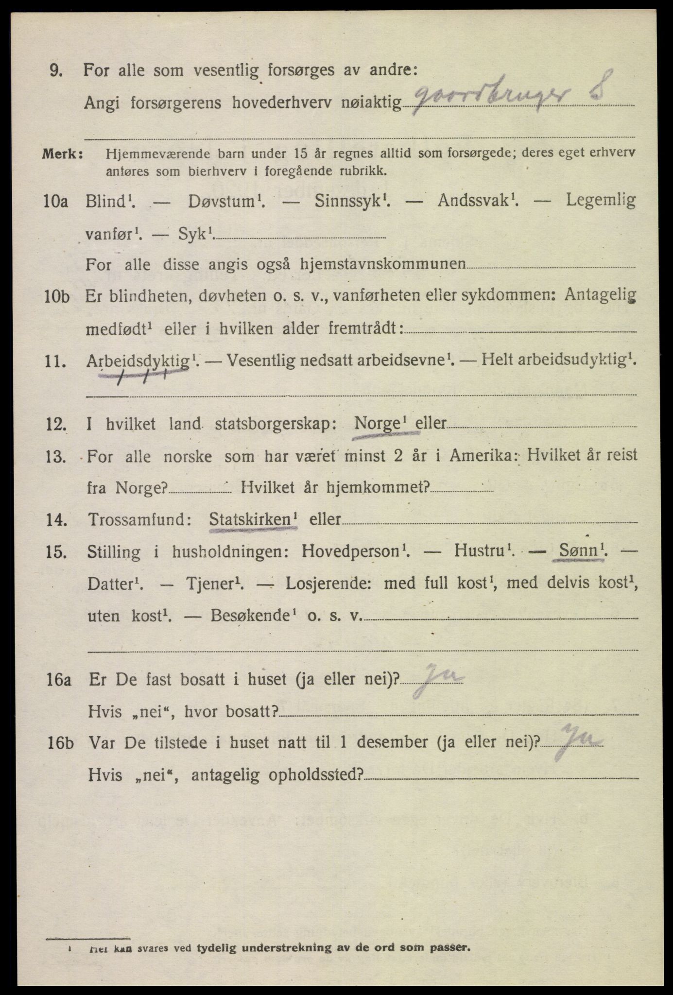 SAK, 1920 census for Lista, 1920, p. 12938