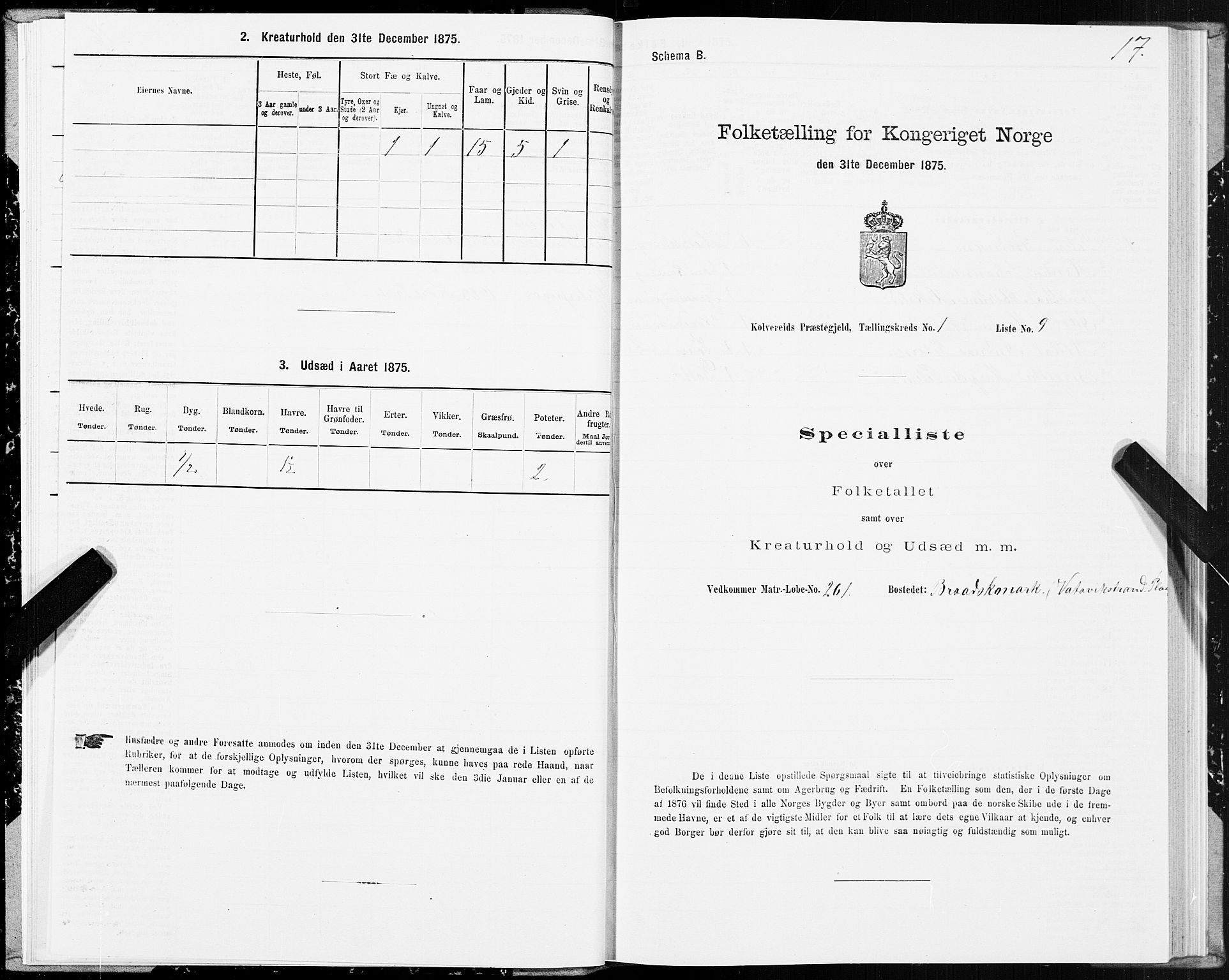 SAT, 1875 census for 1752P Kolvereid, 1875, p. 1017