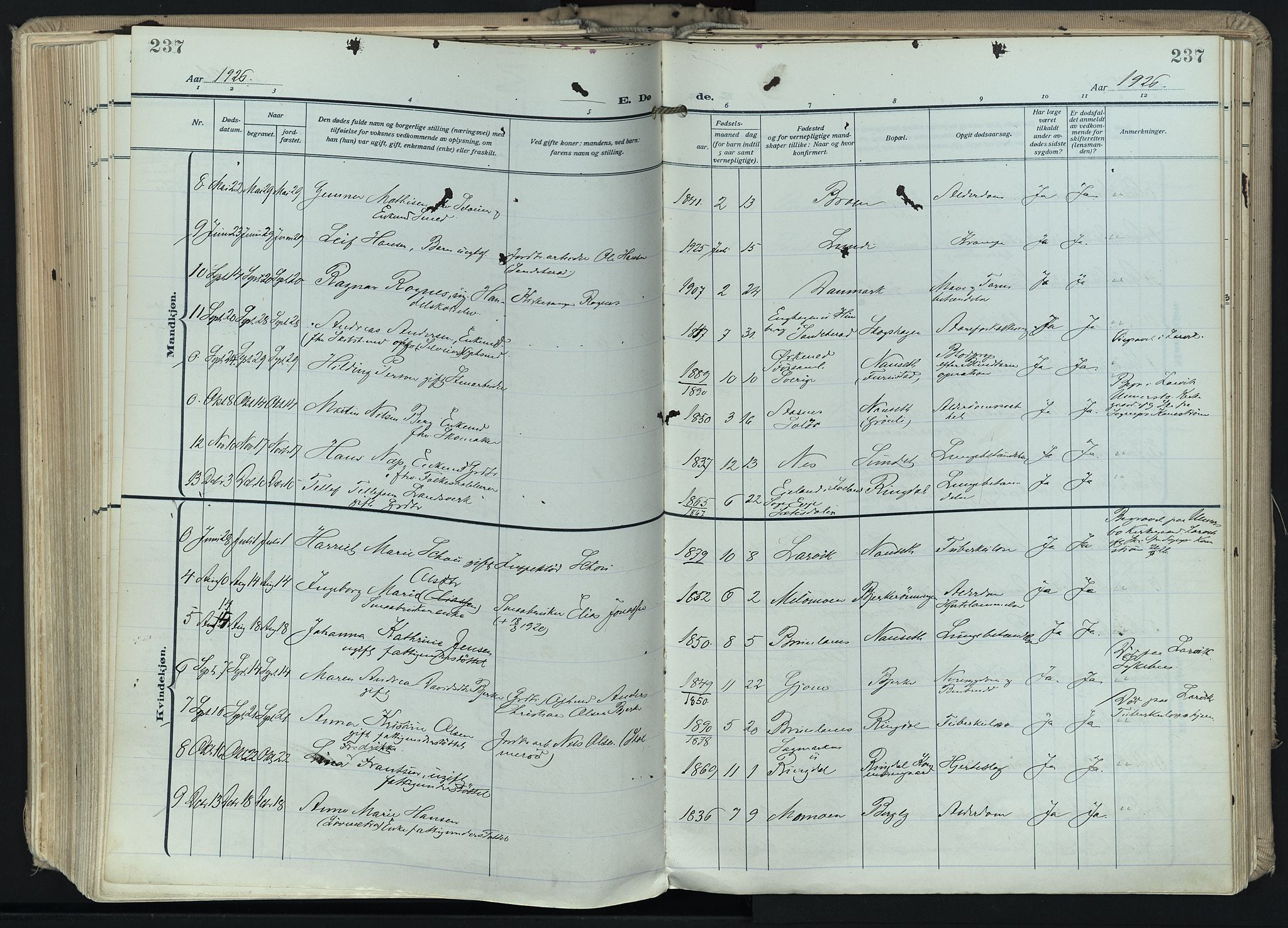 Hedrum kirkebøker, AV/SAKO-A-344/F/Fa/L0011: Parish register (official) no. I 11, 1919-1933, p. 237