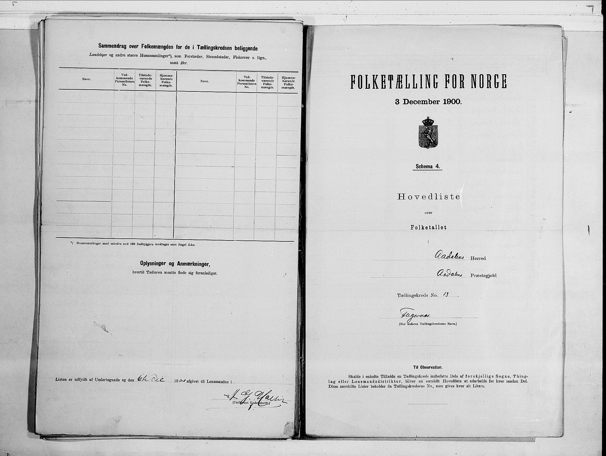 RA, 1900 census for Ådal, 1900, p. 30