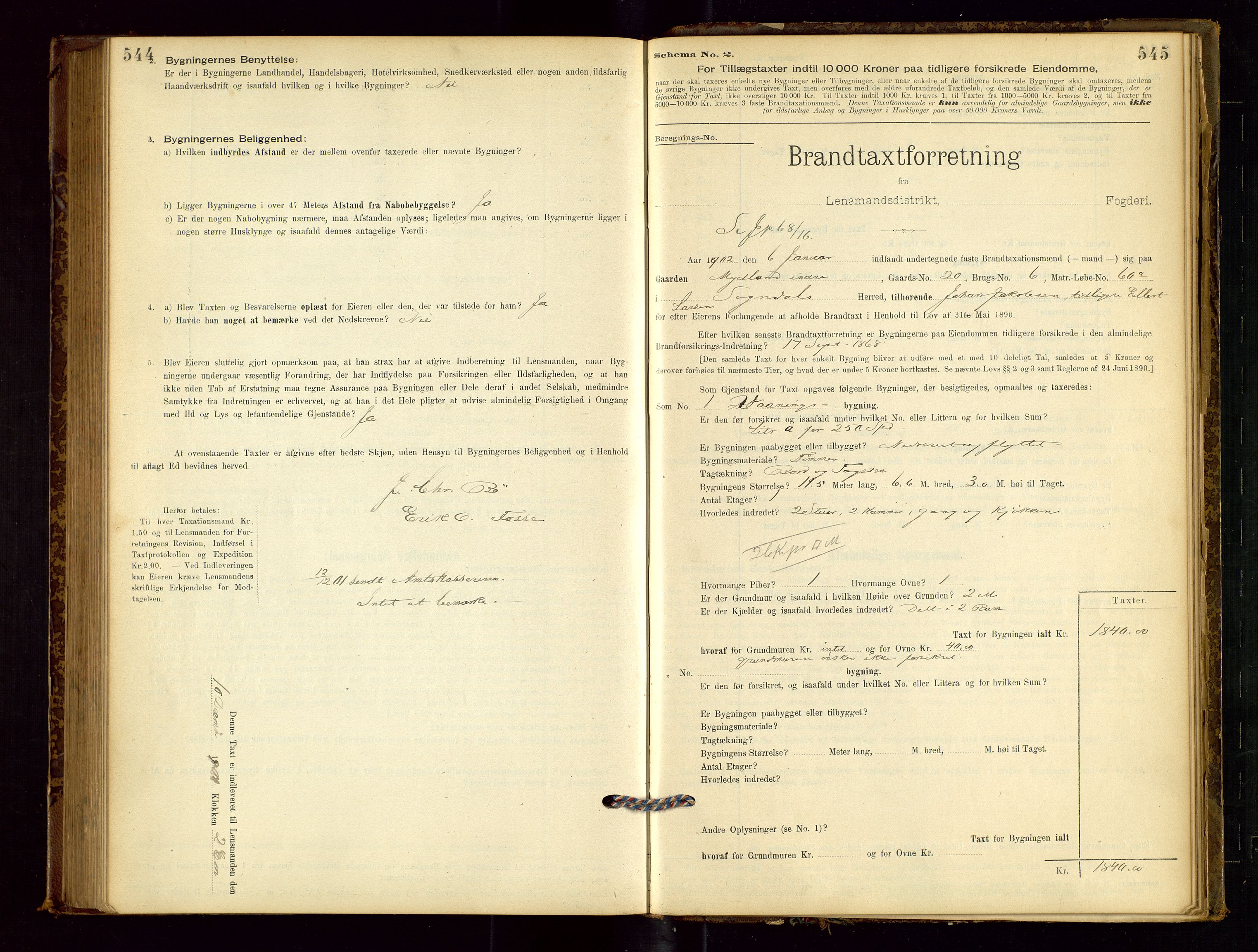 Sokndal lensmannskontor, SAST/A-100417/Gob/L0001: "Brandtaxt-Protokol", 1895-1902, p. 544-545