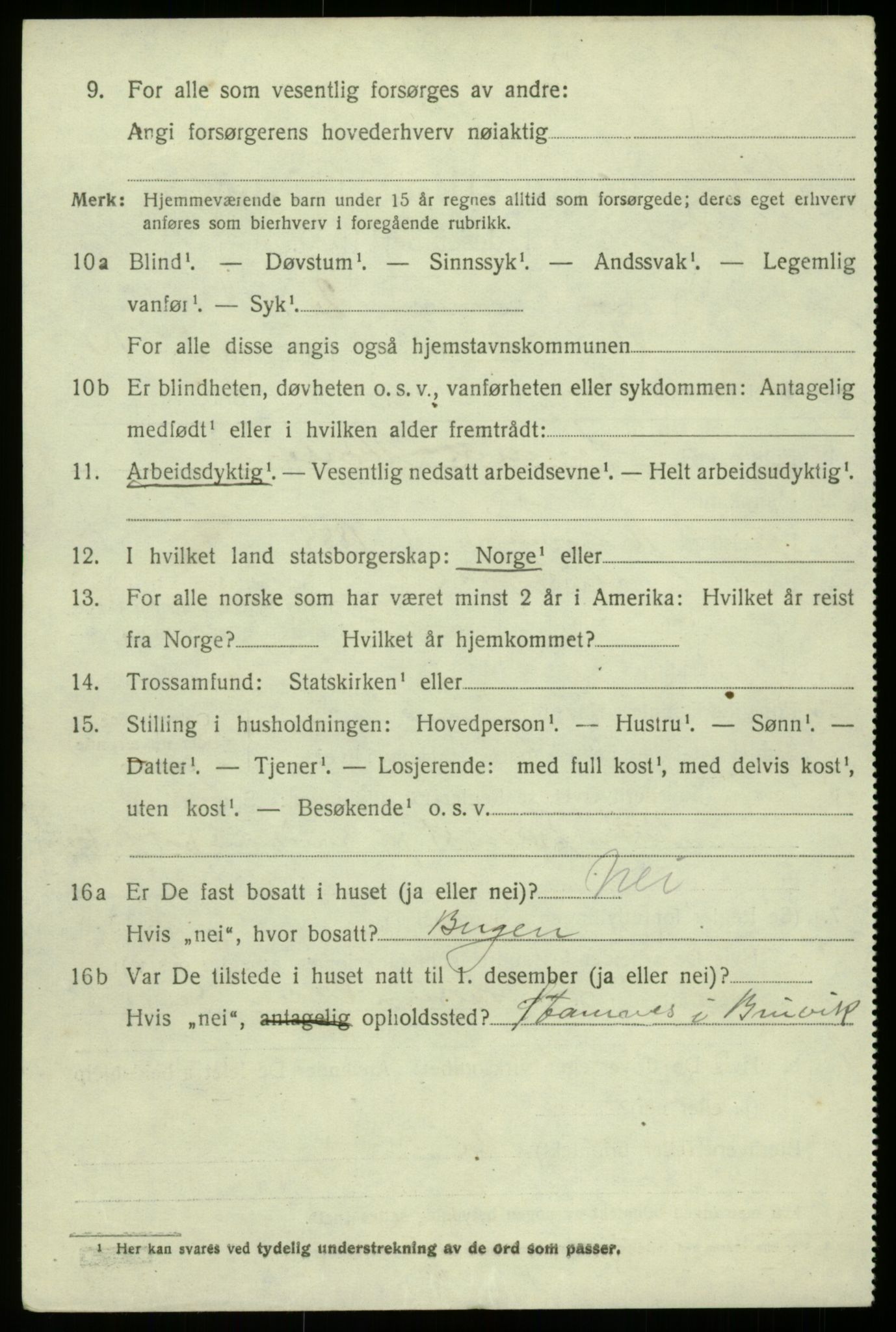 SAB, 1920 census for Bruvik, 1920, p. 9137