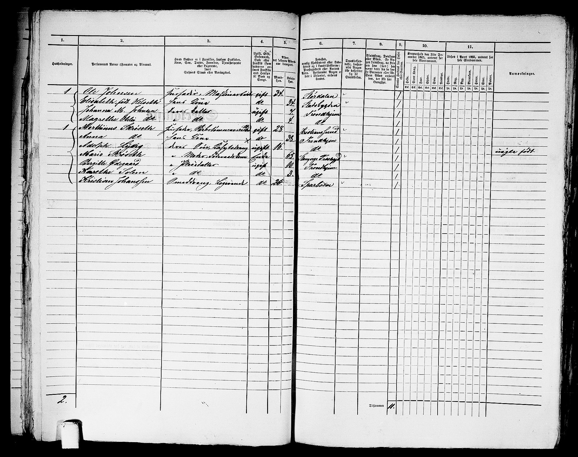 RA, 1865 census for Trondheim, 1865, p. 2700