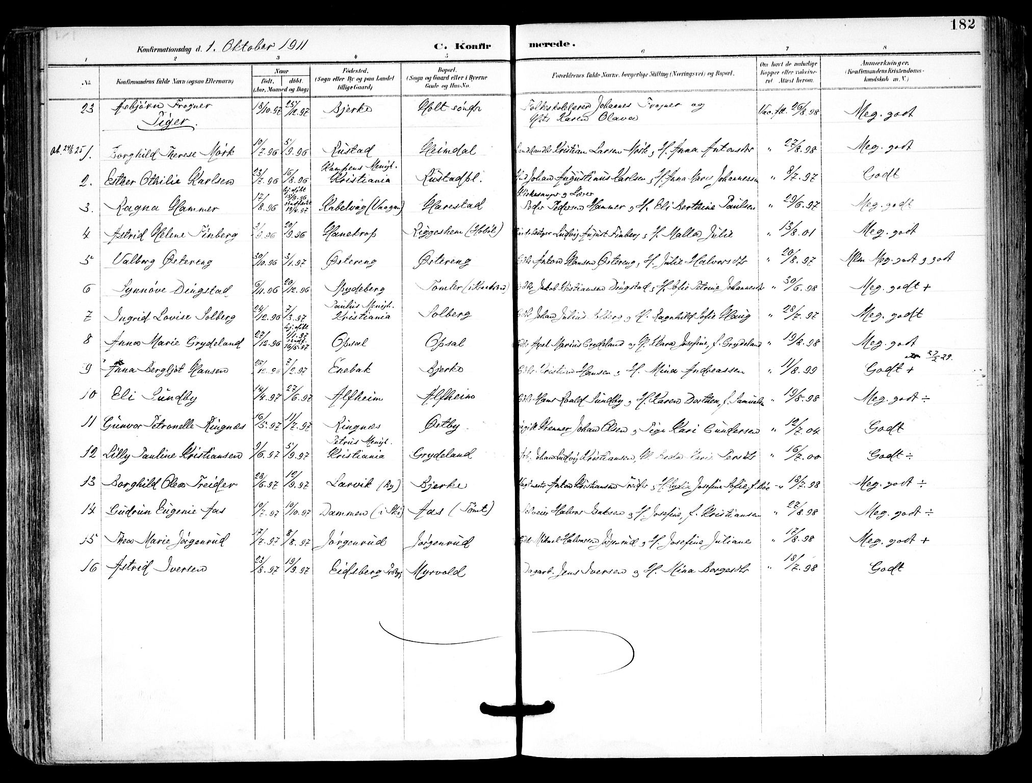 Kråkstad prestekontor Kirkebøker, AV/SAO-A-10125a/F/Fa/L0010: Parish register (official) no. I 10, 1893-1931, p. 182