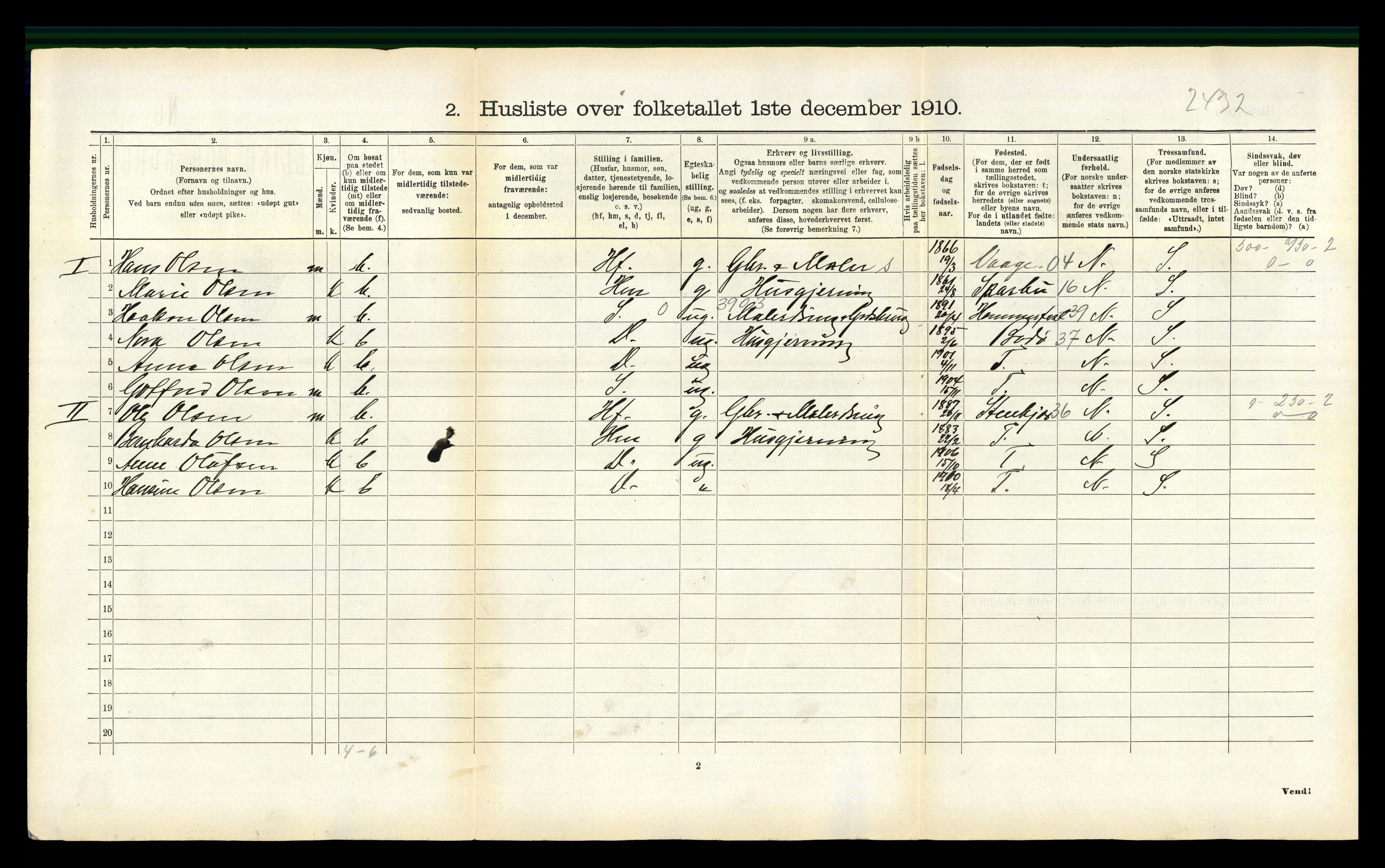 RA, 1910 census for Gildeskål, 1910, p. 586