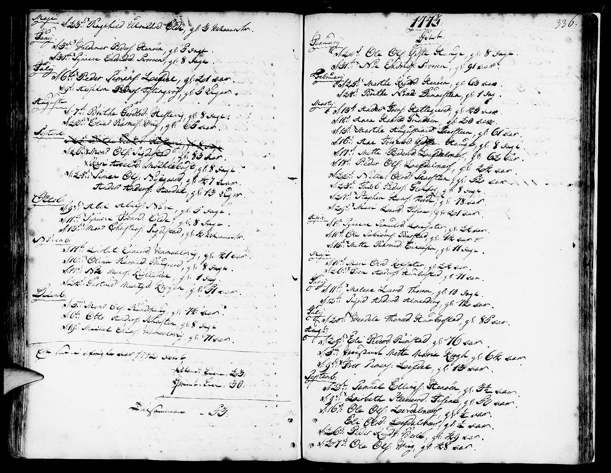 Davik sokneprestembete, AV/SAB-A-79701/H/Haa/Haaa/L0002: Parish register (official) no. A 2, 1742-1816, p. 336