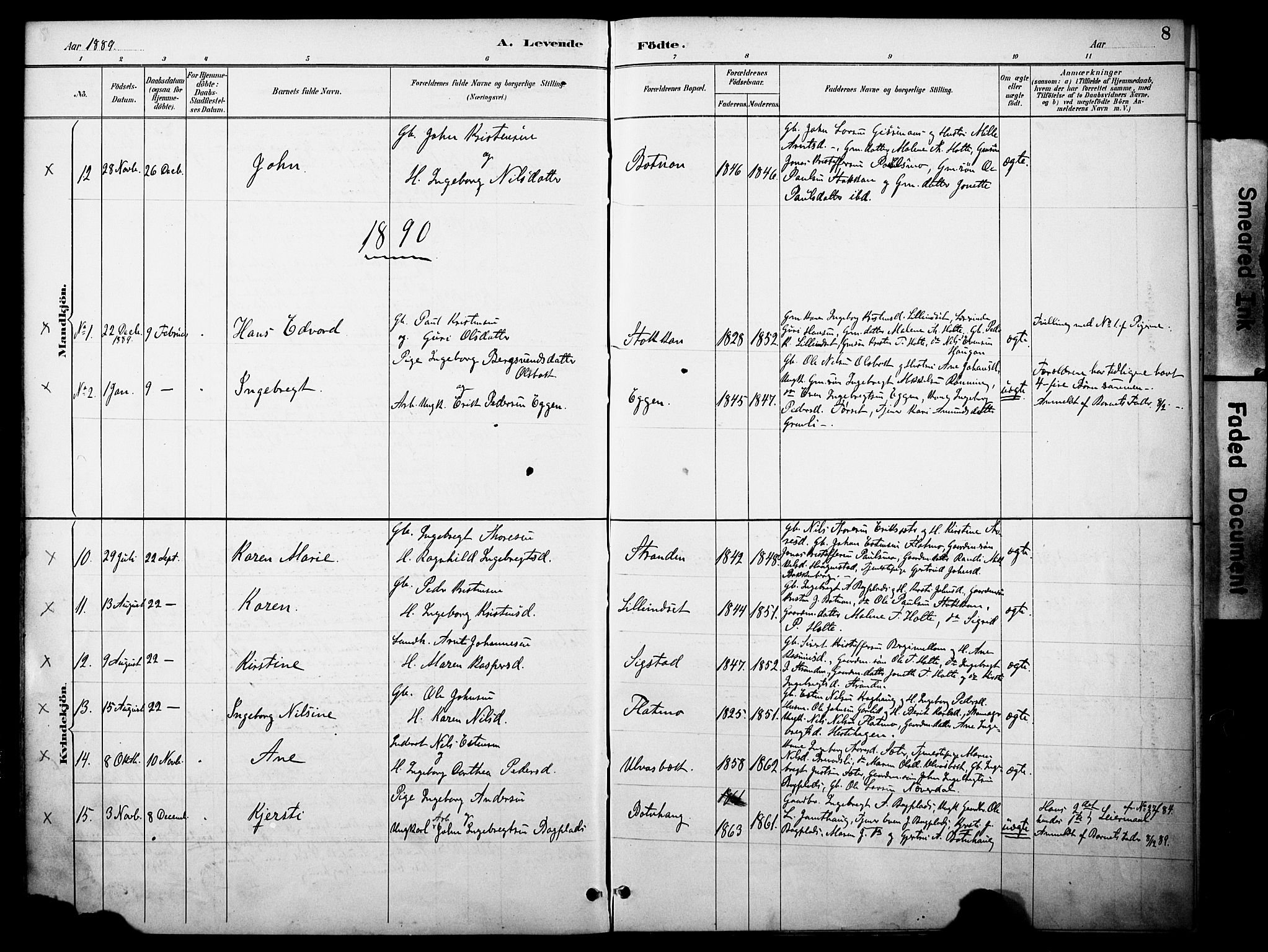 Kvikne prestekontor, SAH/PREST-064/H/Ha/Haa/L0007: Parish register (official) no. 7, 1887-1911, p. 8