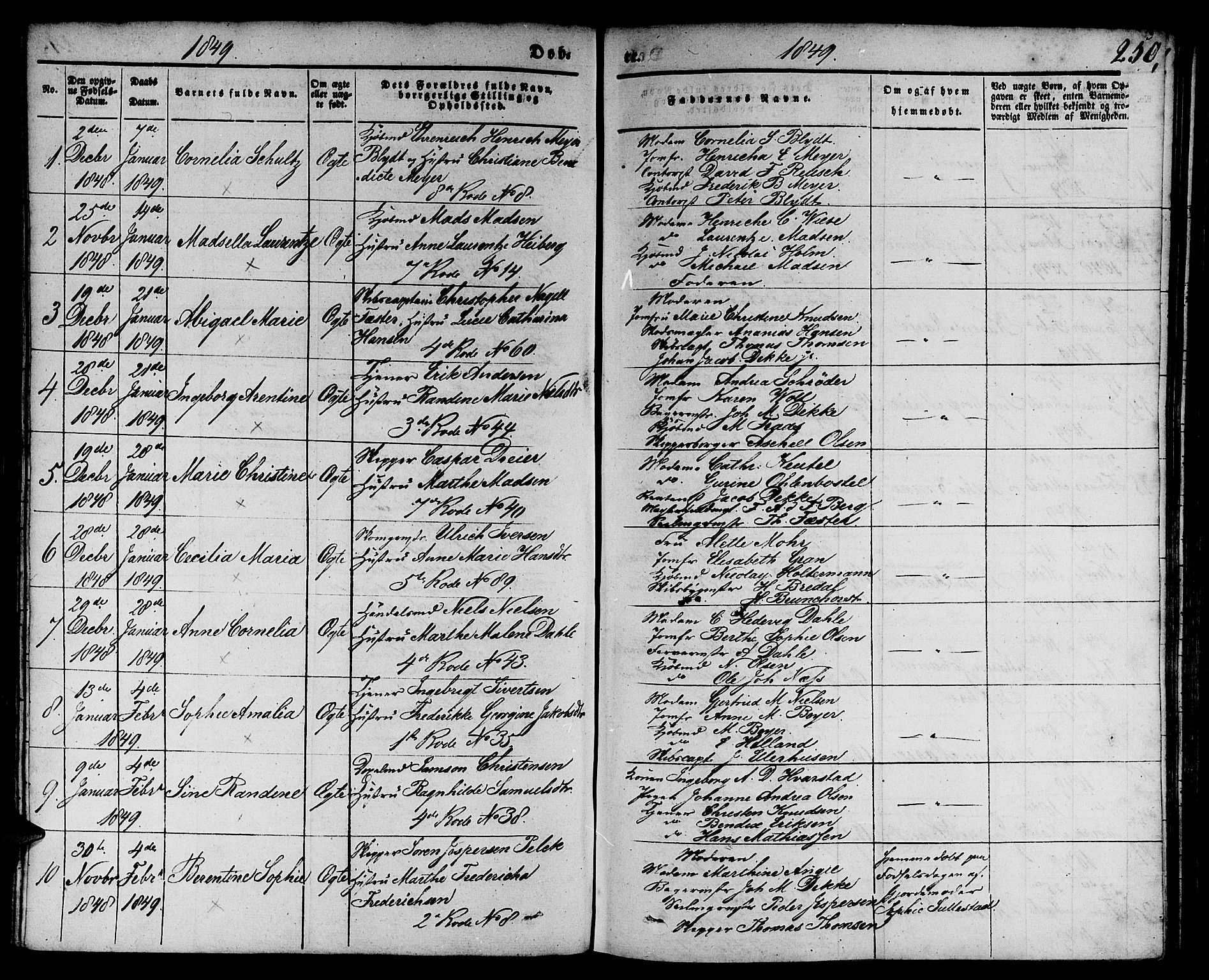 Nykirken Sokneprestembete, SAB/A-77101/H/Hab: Parish register (copy) no. B 1, 1842-1858, p. 250