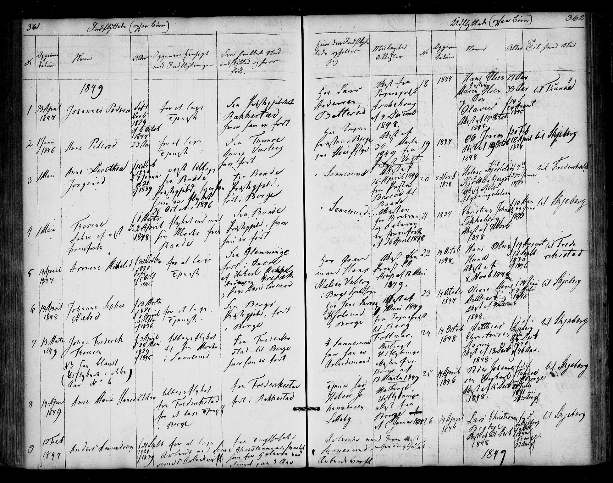 Borge prestekontor Kirkebøker, SAO/A-10903/F/Fa/L0005: Parish register (official) no. I 5, 1848-1860, p. 361-362