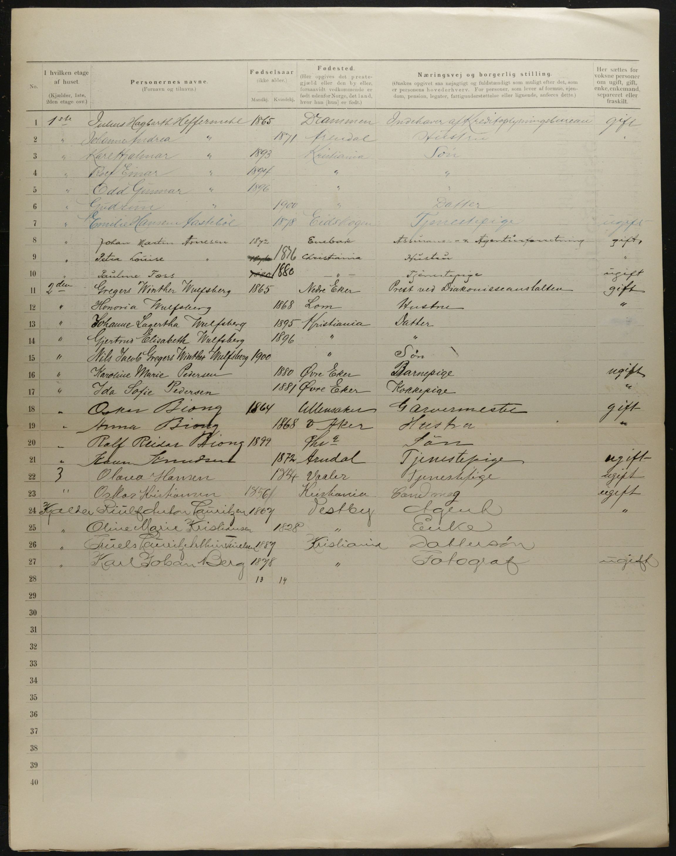 OBA, Municipal Census 1901 for Kristiania, 1901, p. 3678