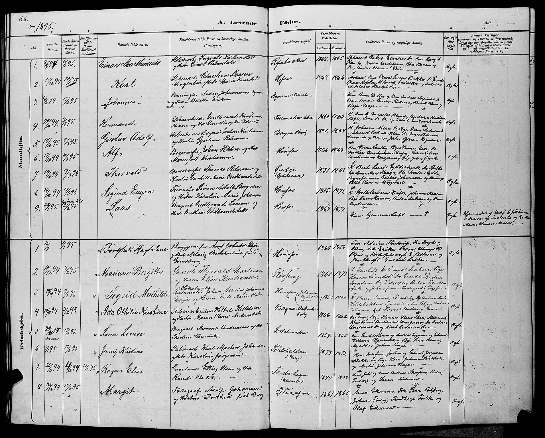 Hønefoss kirkebøker, AV/SAKO-A-609/G/Ga/L0002: Parish register (copy) no. 2, 1888-1904, p. 66