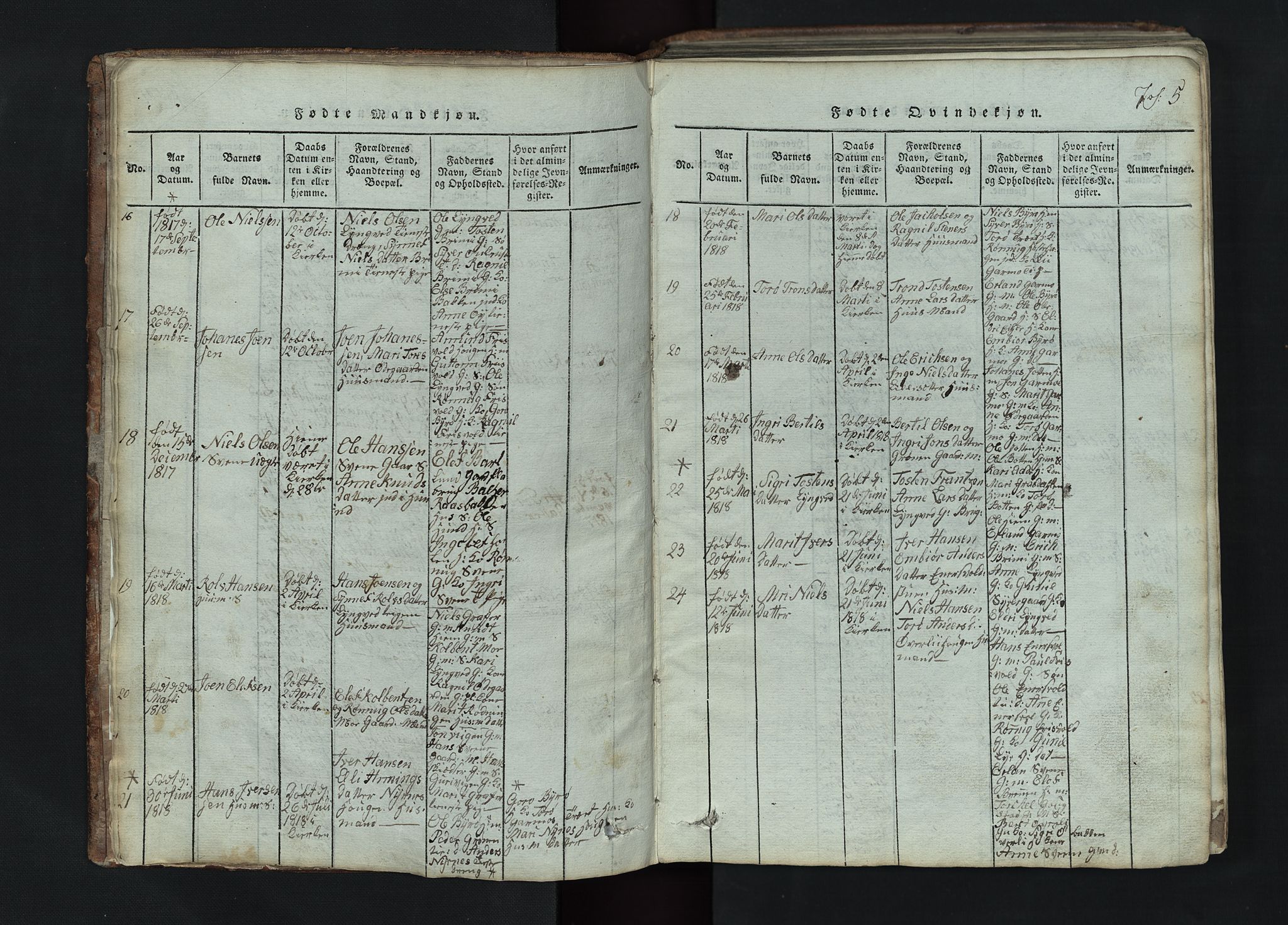 Lom prestekontor, SAH/PREST-070/L/L0002: Parish register (copy) no. 2, 1815-1844, p. 5