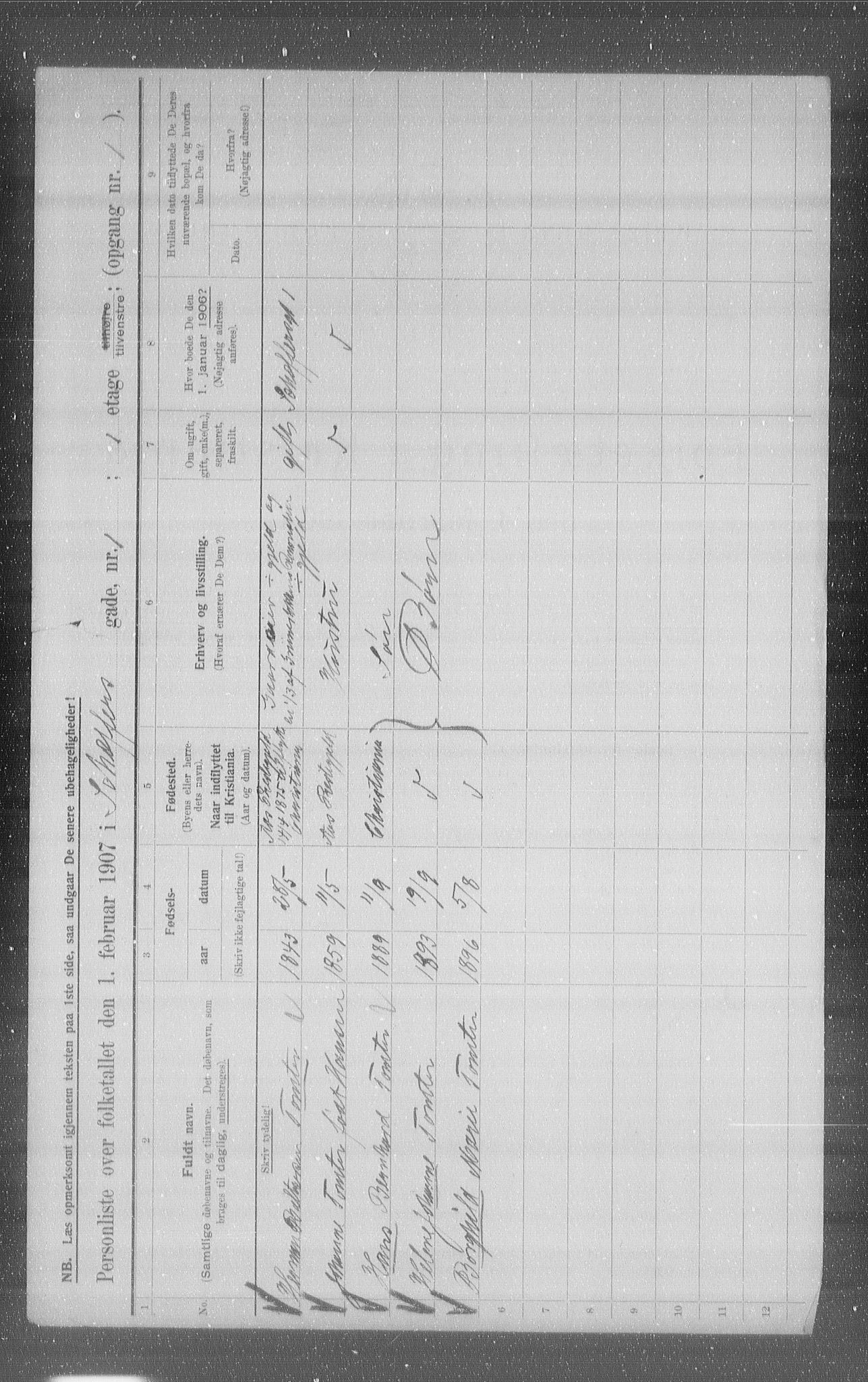 OBA, Municipal Census 1907 for Kristiania, 1907, p. 47459