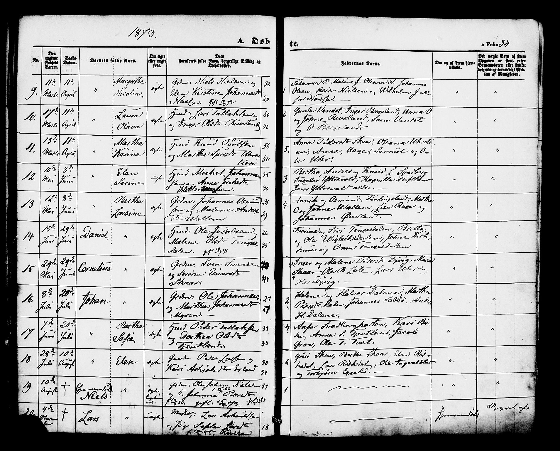 Hjelmeland sokneprestkontor, AV/SAST-A-101843/01/IV/L0012: Parish register (official) no. A 12, 1862-1886, p. 34