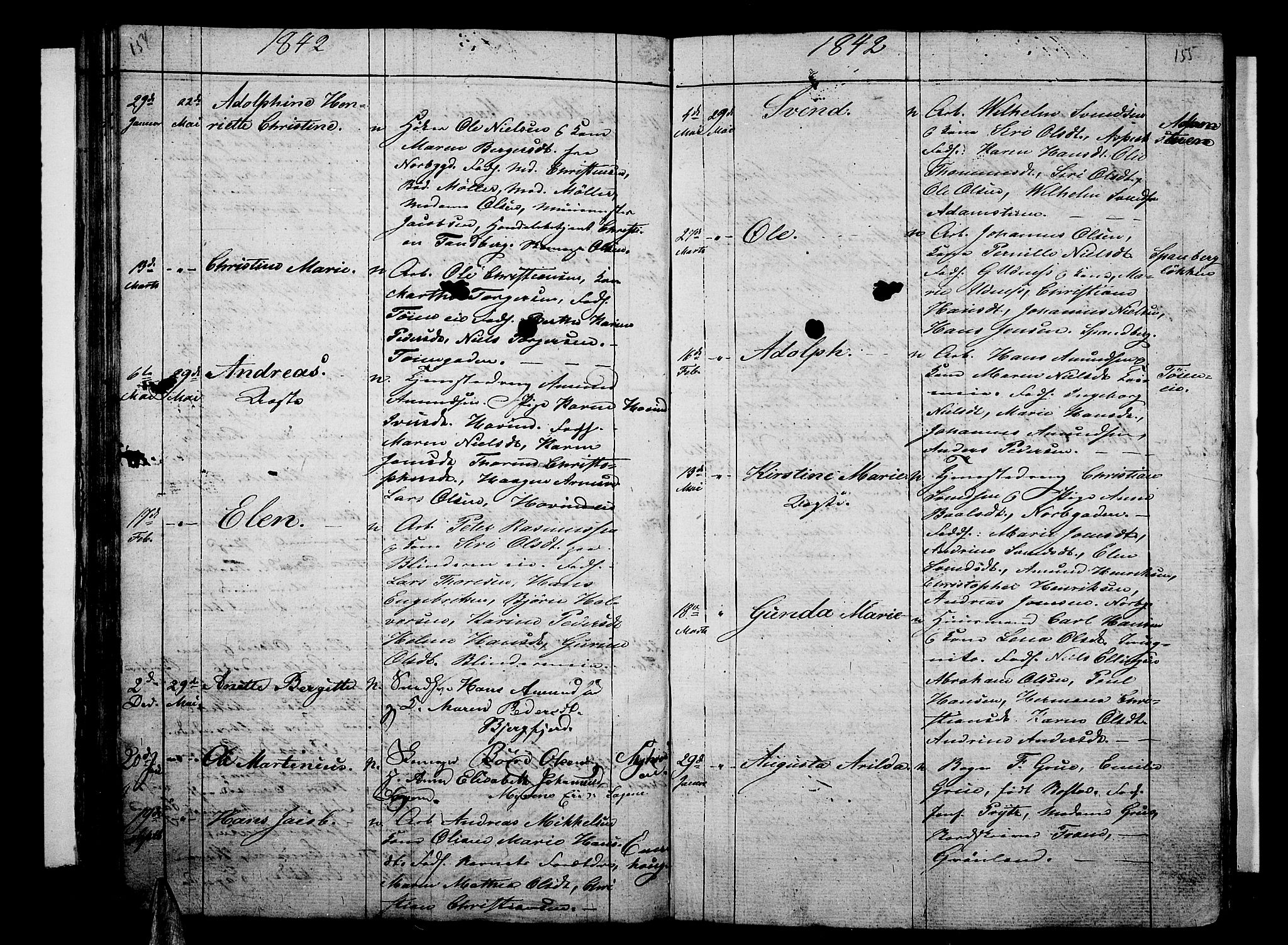 Aker prestekontor kirkebøker, AV/SAO-A-10861/G/L0007: Parish register (copy) no. 7, 1838-1846, p. 154-155