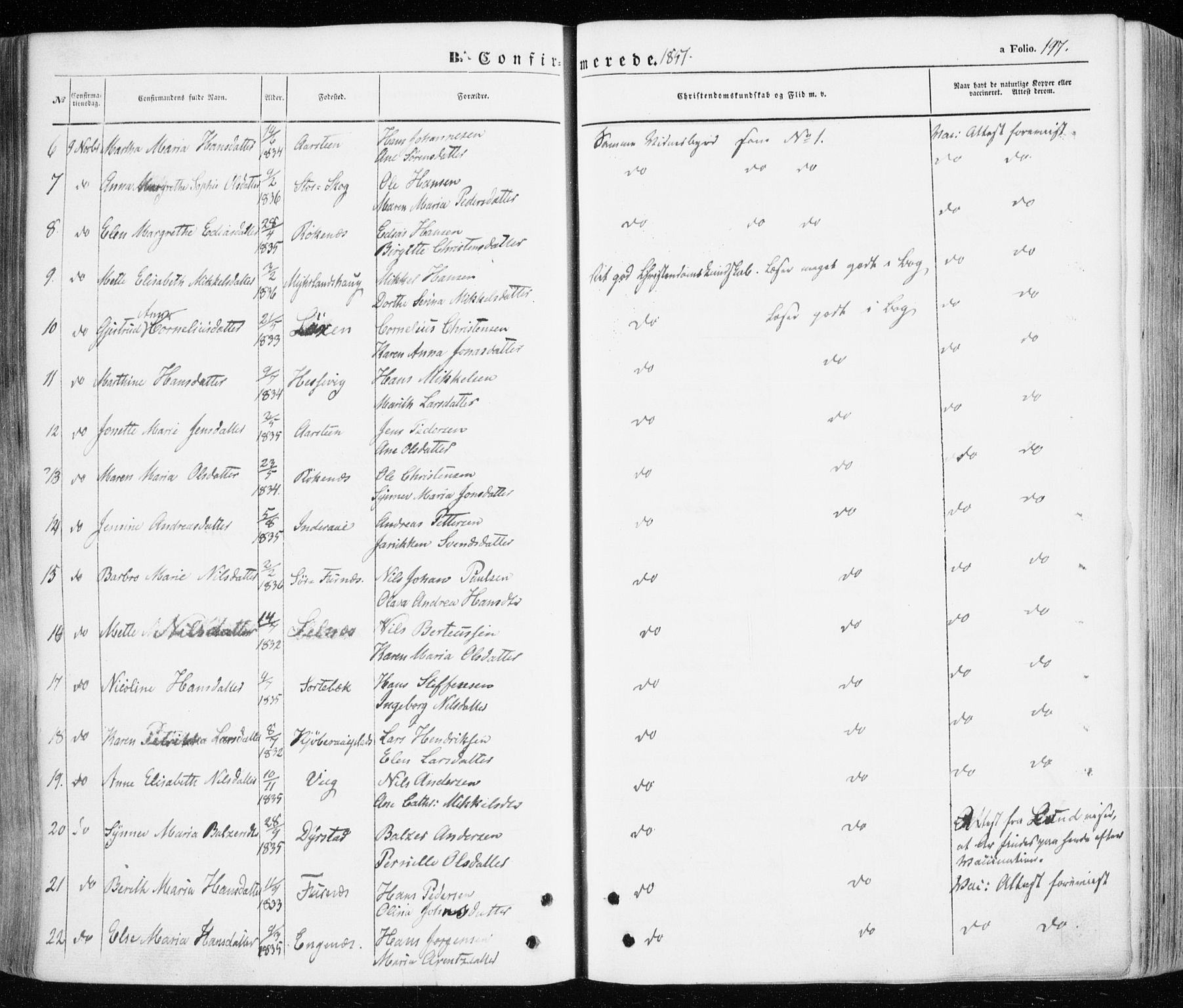 Ibestad sokneprestembete, SATØ/S-0077/H/Ha/Haa/L0008kirke: Parish register (official) no. 8, 1850-1859, p. 197