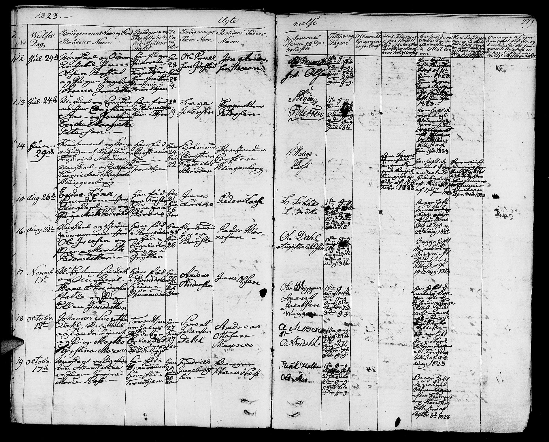 Ministerialprotokoller, klokkerbøker og fødselsregistre - Sør-Trøndelag, AV/SAT-A-1456/602/L0109: Parish register (official) no. 602A07, 1821-1840, p. 279