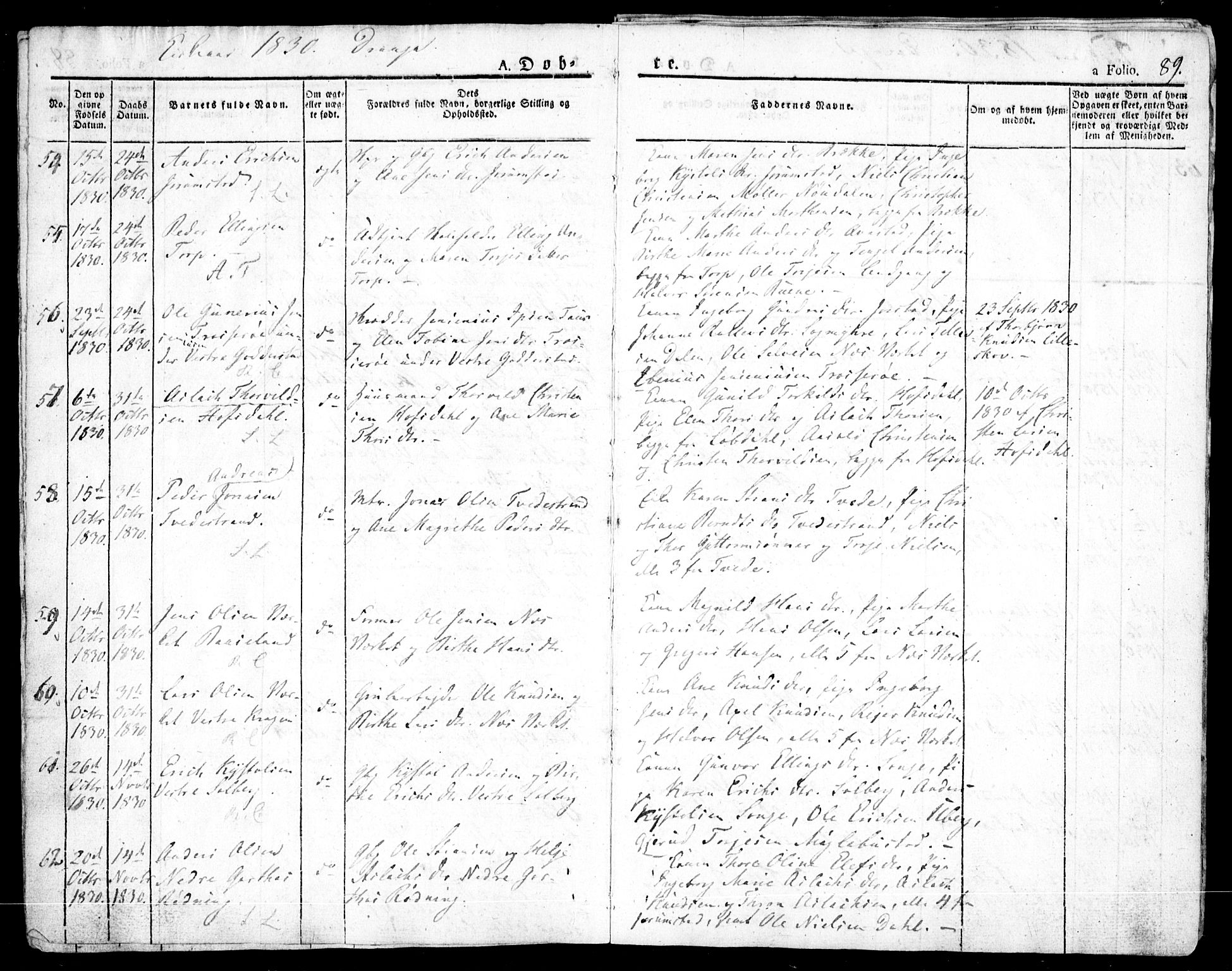 Holt sokneprestkontor, AV/SAK-1111-0021/F/Fa/L0006: Parish register (official) no. A 6, 1820-1835, p. 89