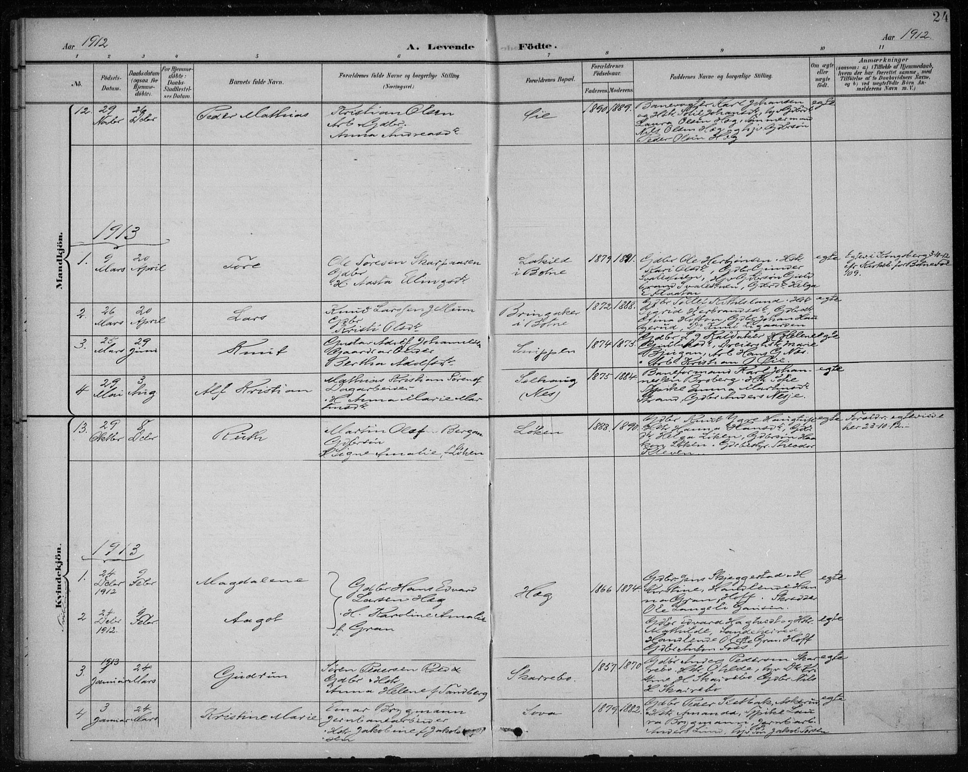 Botne kirkebøker, SAKO/A-340/F/Fb/L0002: Parish register (official) no. II 2, 1902-1915, p. 24