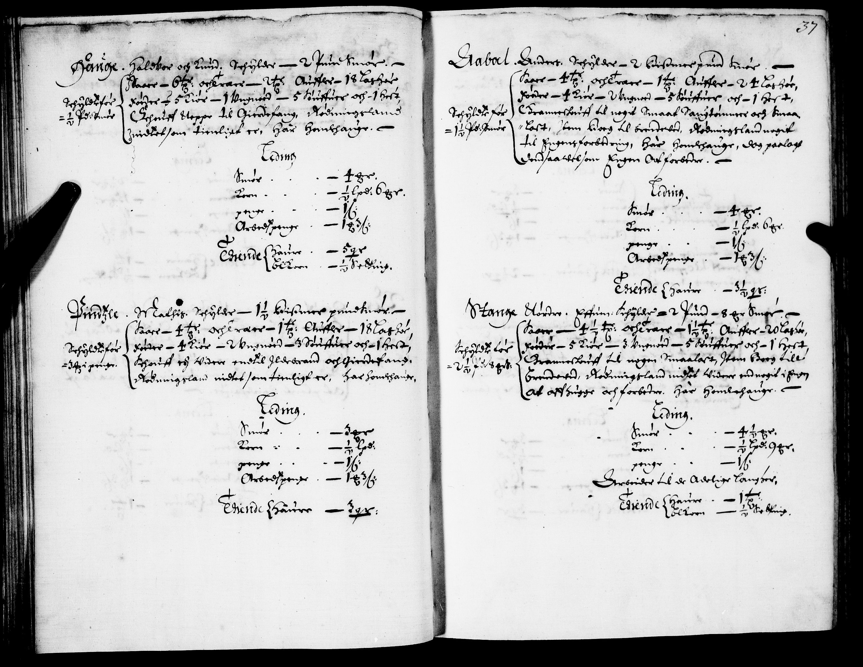 Rentekammeret inntil 1814, Realistisk ordnet avdeling, AV/RA-EA-4070/N/Nb/Nba/L0021: Brunla len, 1667, p. 36b-37a