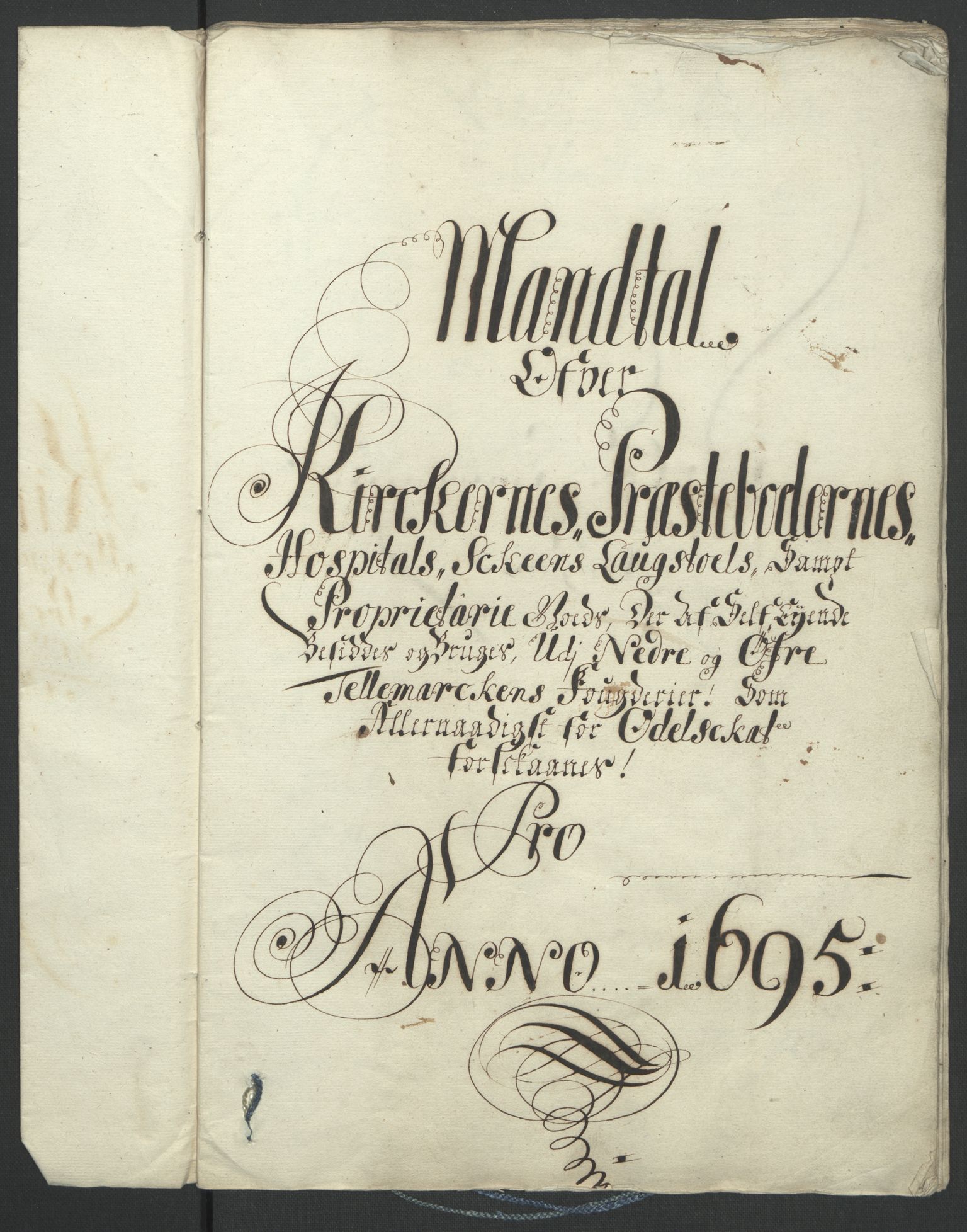 Rentekammeret inntil 1814, Reviderte regnskaper, Fogderegnskap, RA/EA-4092/R36/L2093: Fogderegnskap Øvre og Nedre Telemark og Bamble, 1695, p. 495