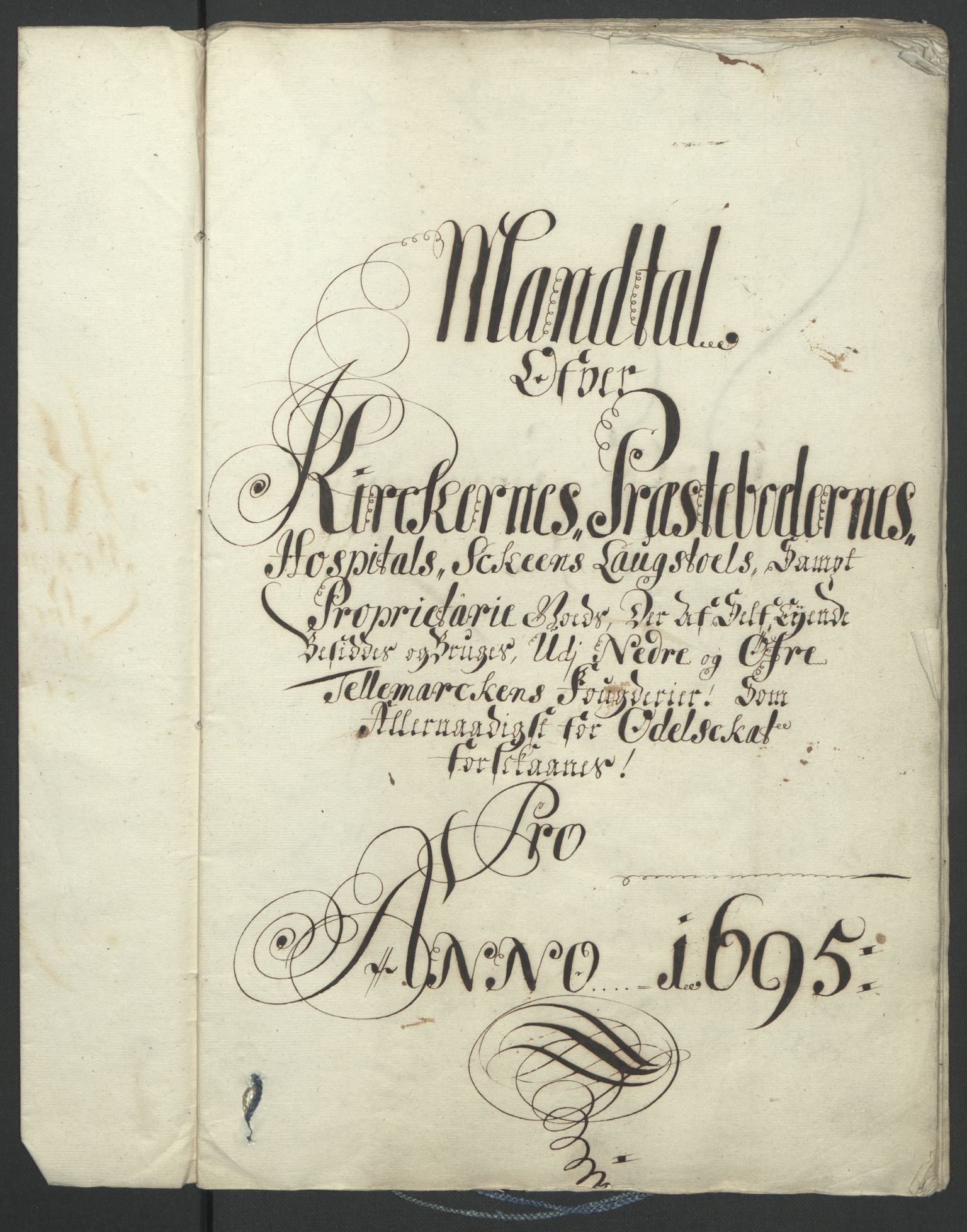 Rentekammeret inntil 1814, Reviderte regnskaper, Fogderegnskap, AV/RA-EA-4092/R36/L2093: Fogderegnskap Øvre og Nedre Telemark og Bamble, 1695, p. 495