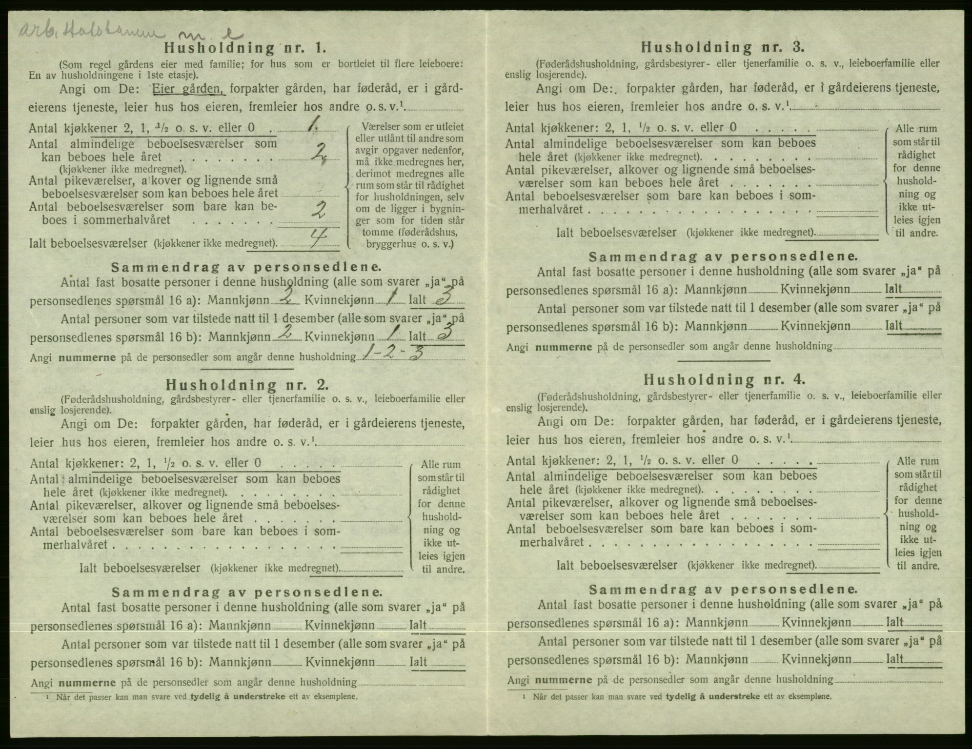 SAB, 1920 census for Evanger, 1920, p. 226