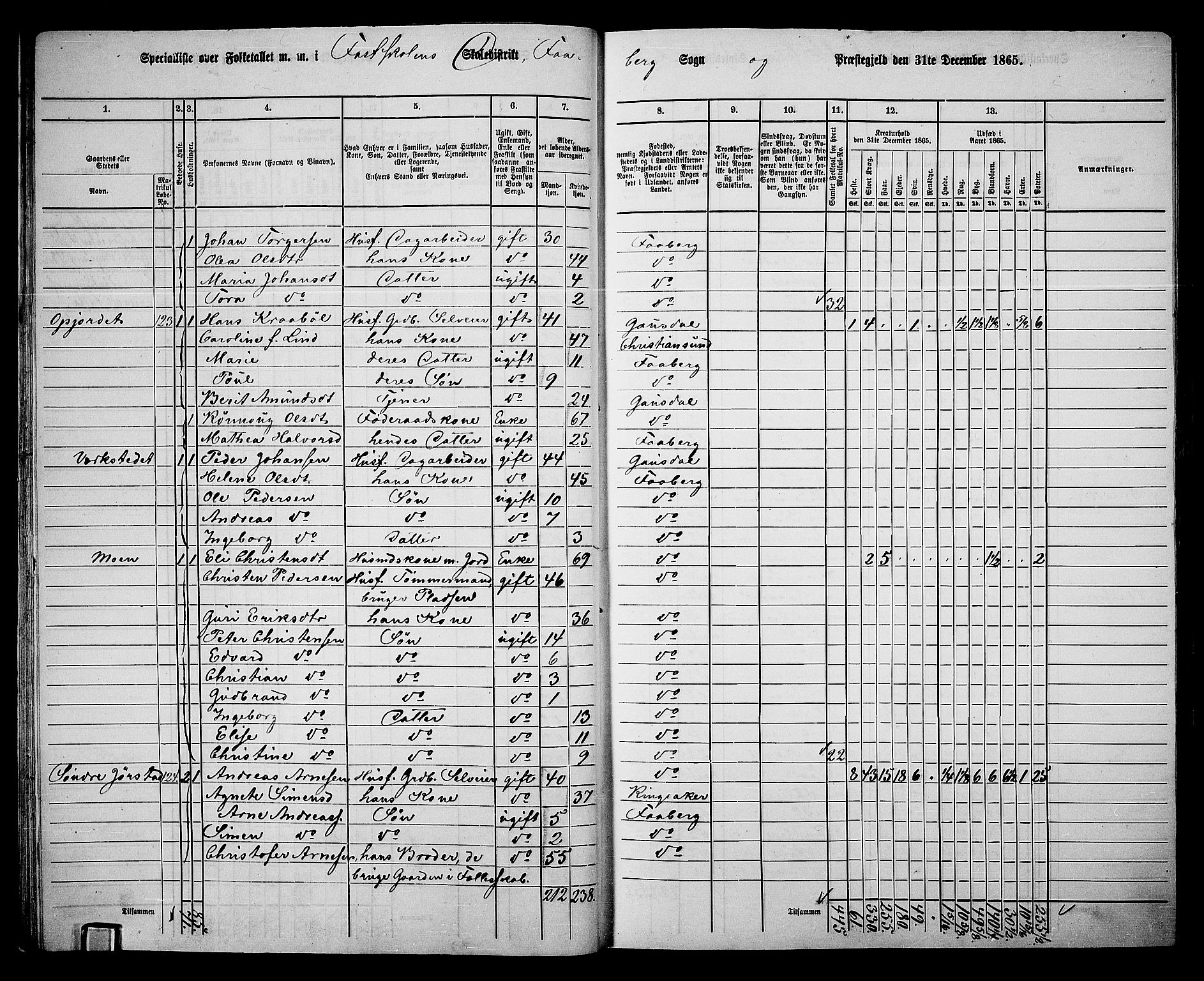 RA, 1865 census for Fåberg/Fåberg og Lillehammer, 1865, p. 29