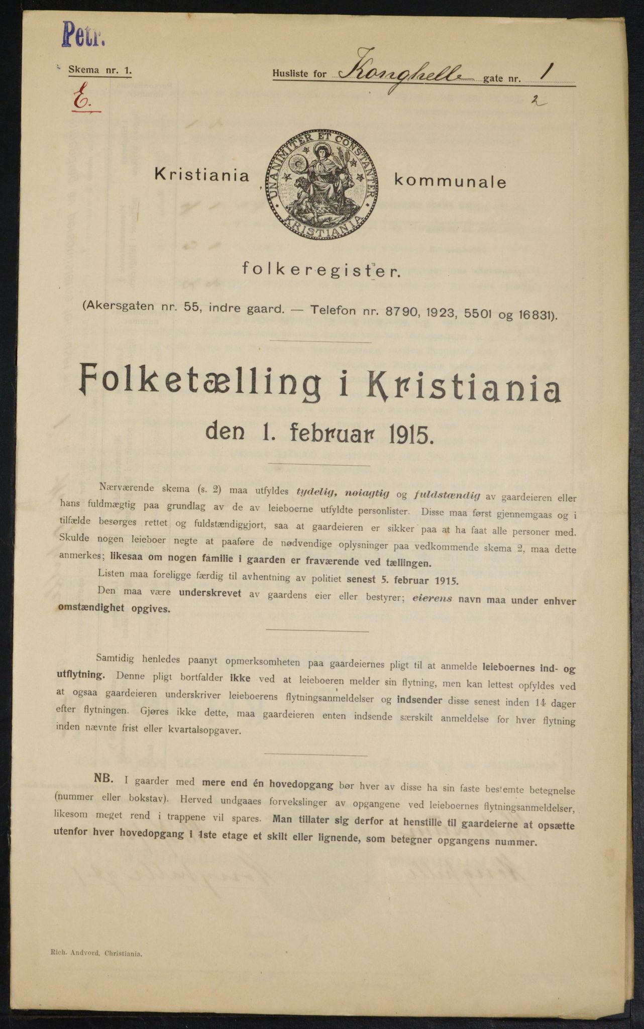 OBA, Municipal Census 1915 for Kristiania, 1915, p. 52171