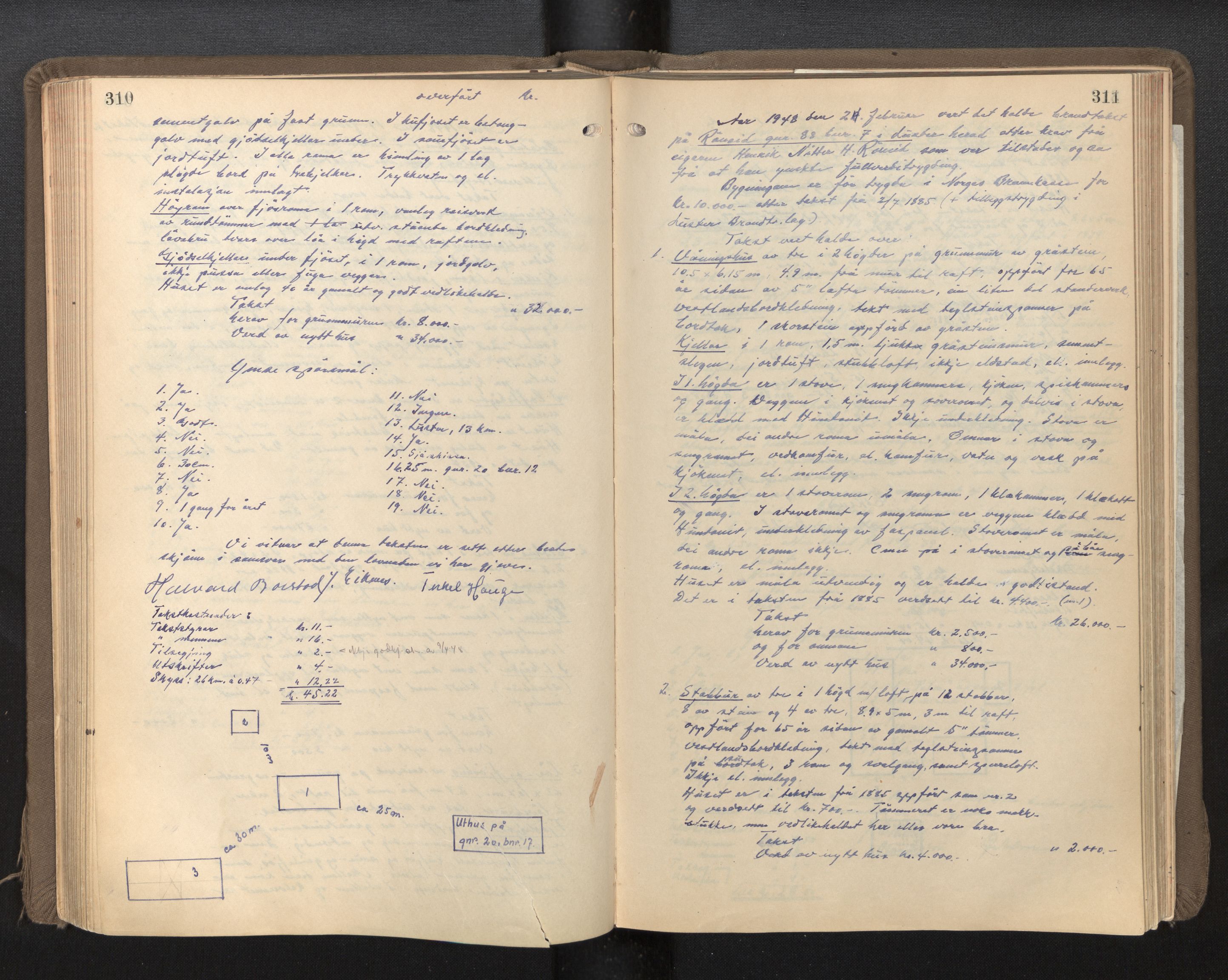 Lensmannen i Luster, AV/SAB-A-29301/0012/L0005: Branntakstprotokoll, 1928-1955, p. 310-311