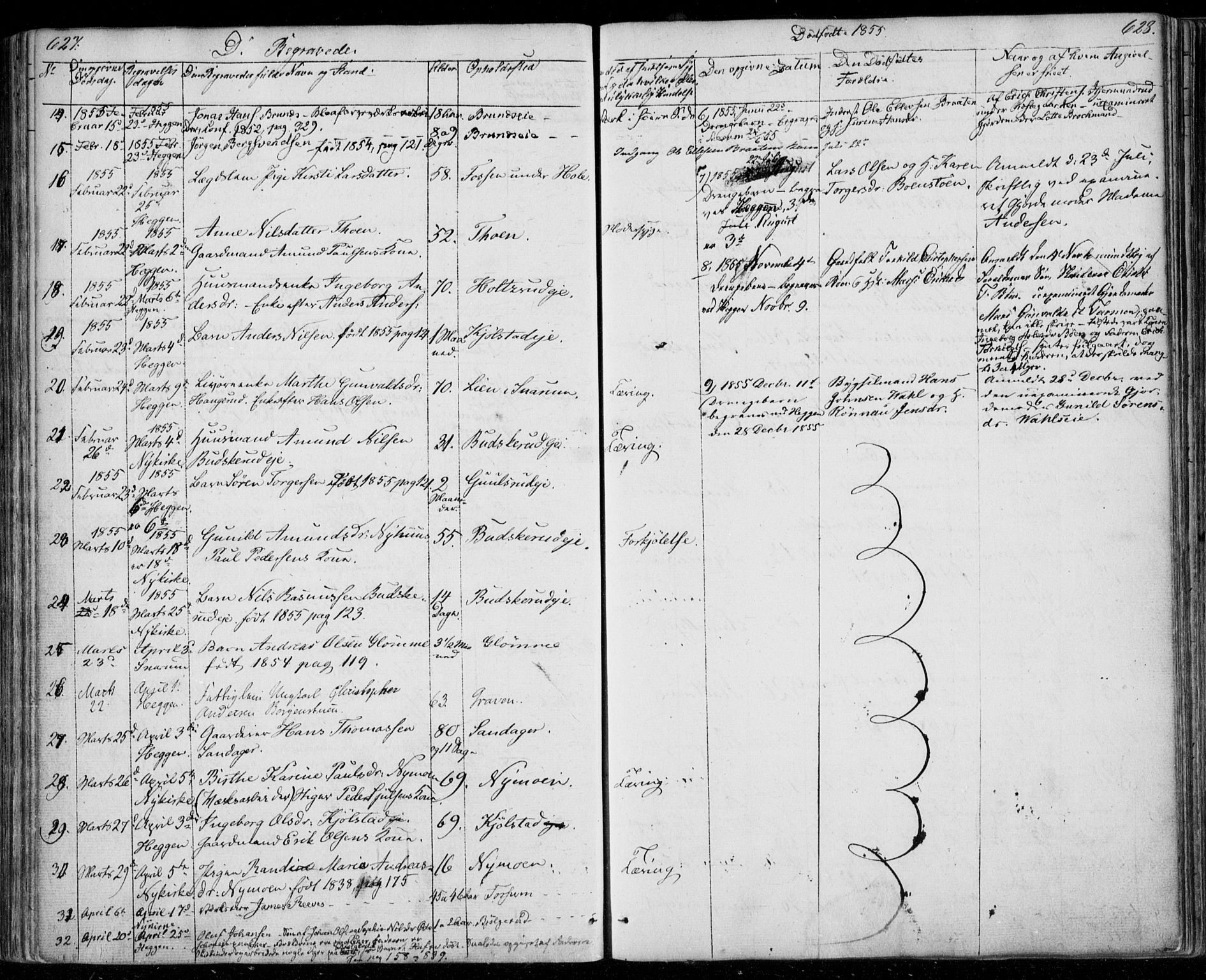 Modum kirkebøker, SAKO/A-234/F/Fa/L0008: Parish register (official) no. 8, 1851-1859, p. 627-628