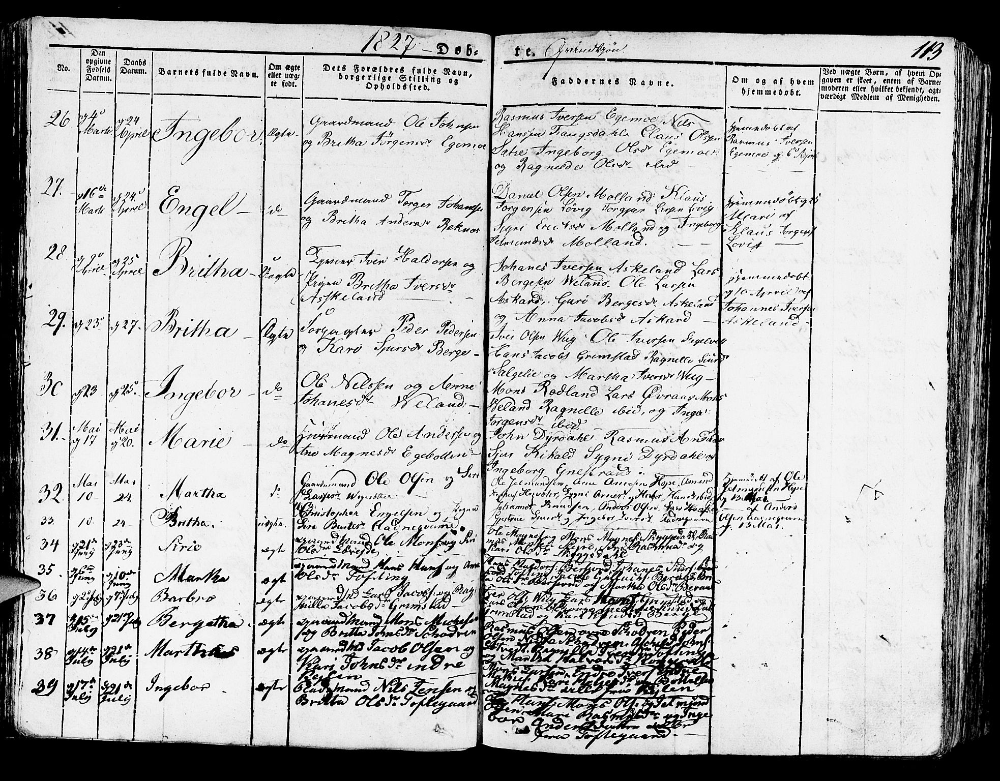 Lindås Sokneprestembete, SAB/A-76701/H/Haa: Parish register (official) no. A 8, 1823-1836, p. 113