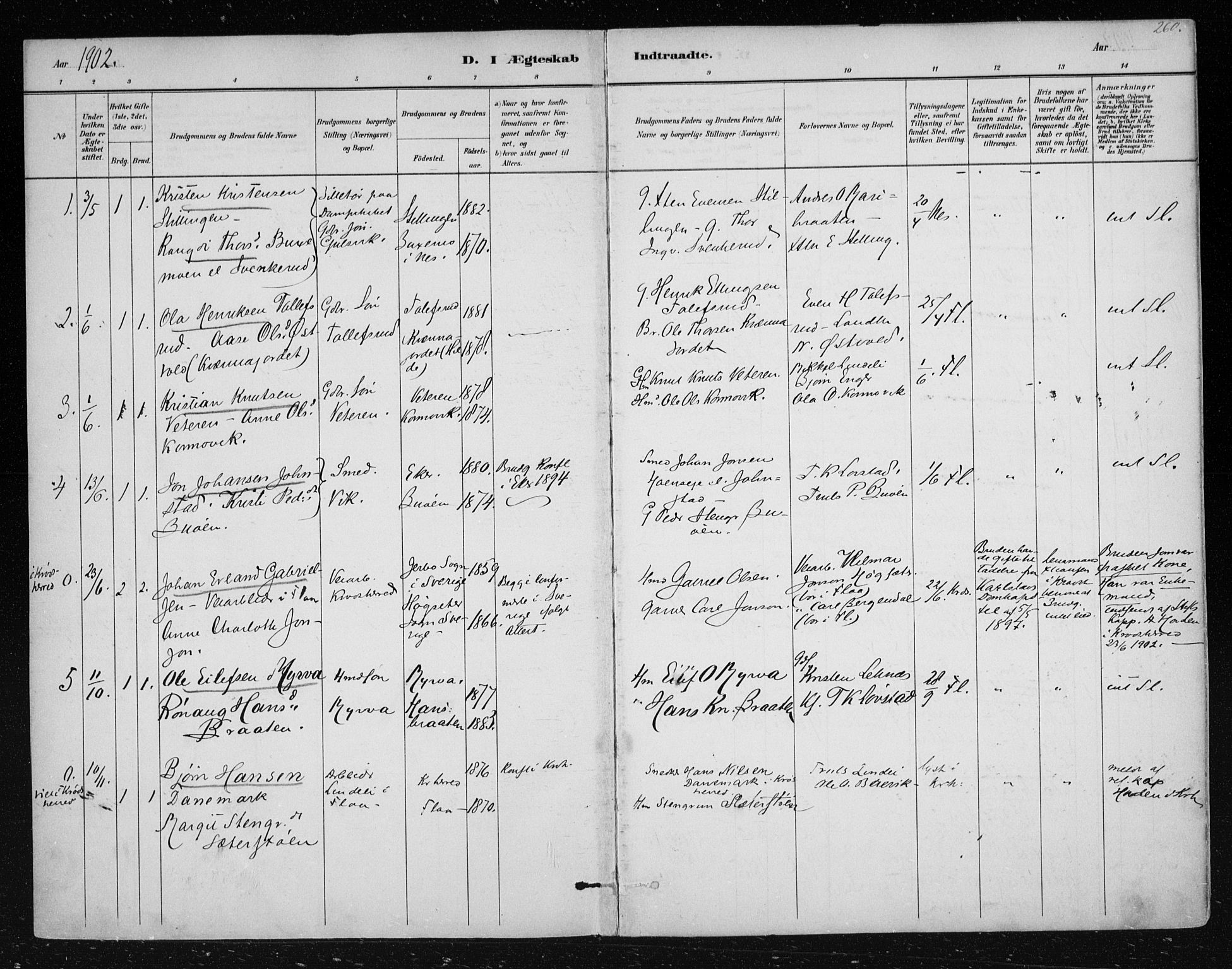 Nes kirkebøker, AV/SAKO-A-236/F/Fa/L0012: Parish register (official) no. 12, 1881-1917, p. 260