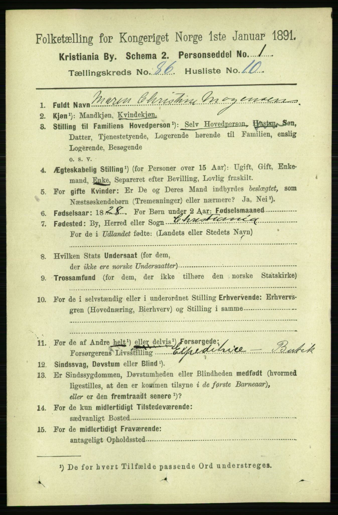 RA, 1891 census for 0301 Kristiania, 1891, p. 43321