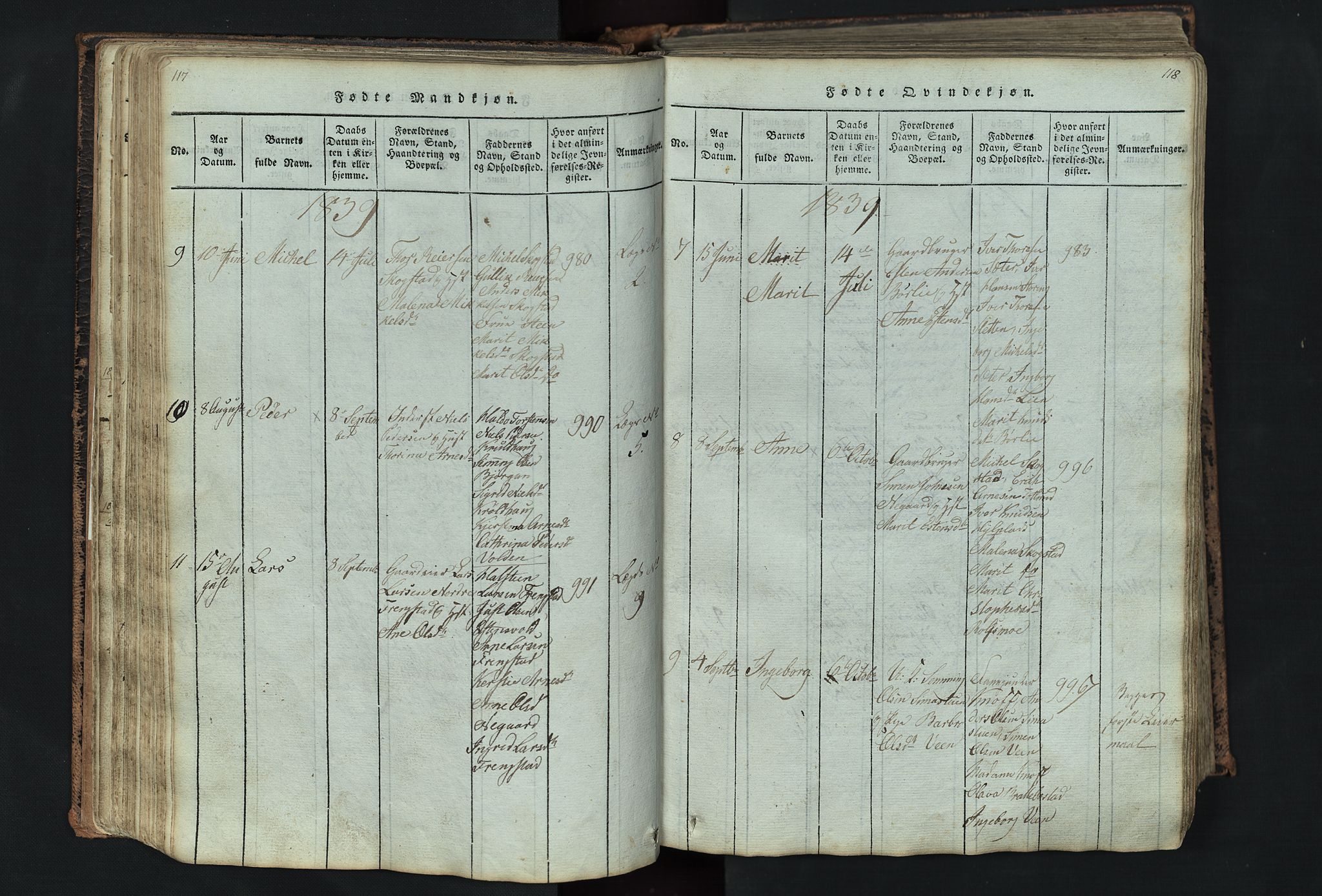 Kvikne prestekontor, SAH/PREST-064/H/Ha/Hab/L0001: Parish register (copy) no. 1, 1815-1895, p. 117-118