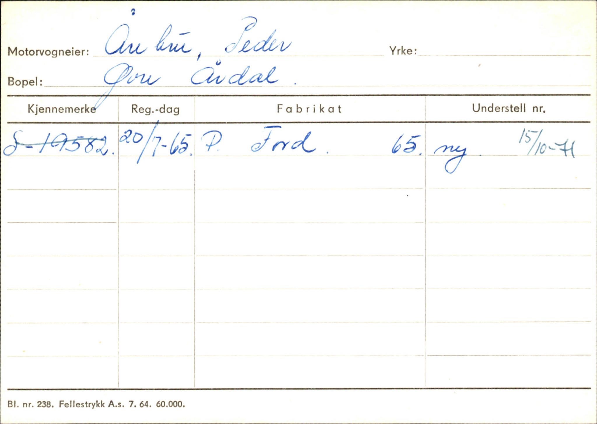 Statens vegvesen, Sogn og Fjordane vegkontor, AV/SAB-A-5301/4/F/L0146: Registerkort Årdal R-Å samt diverse kort, 1945-1975, p. 1507