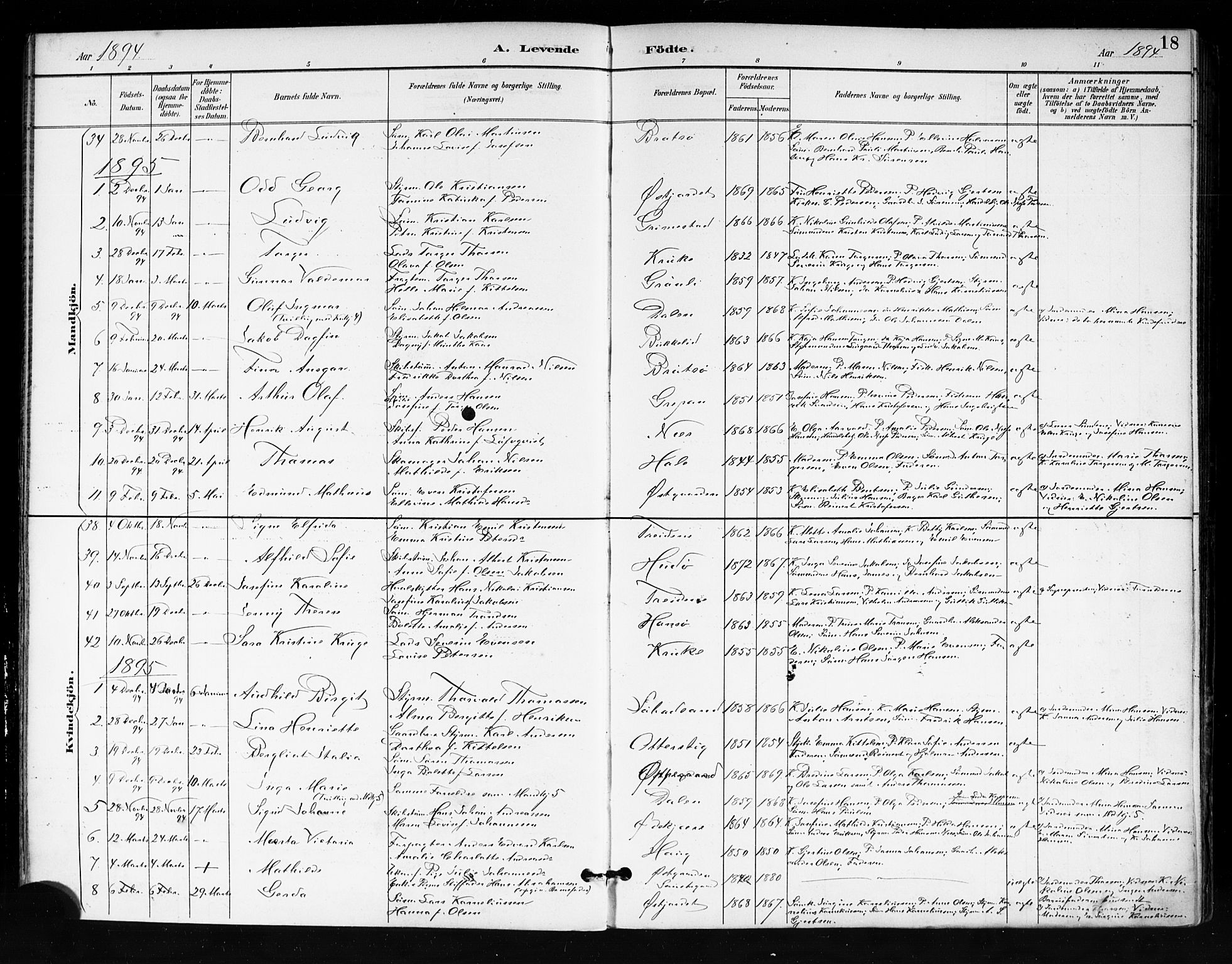 Tjøme kirkebøker, AV/SAKO-A-328/F/Fa/L0003: Parish register (official) no. I 3, 1891-1900, p. 18