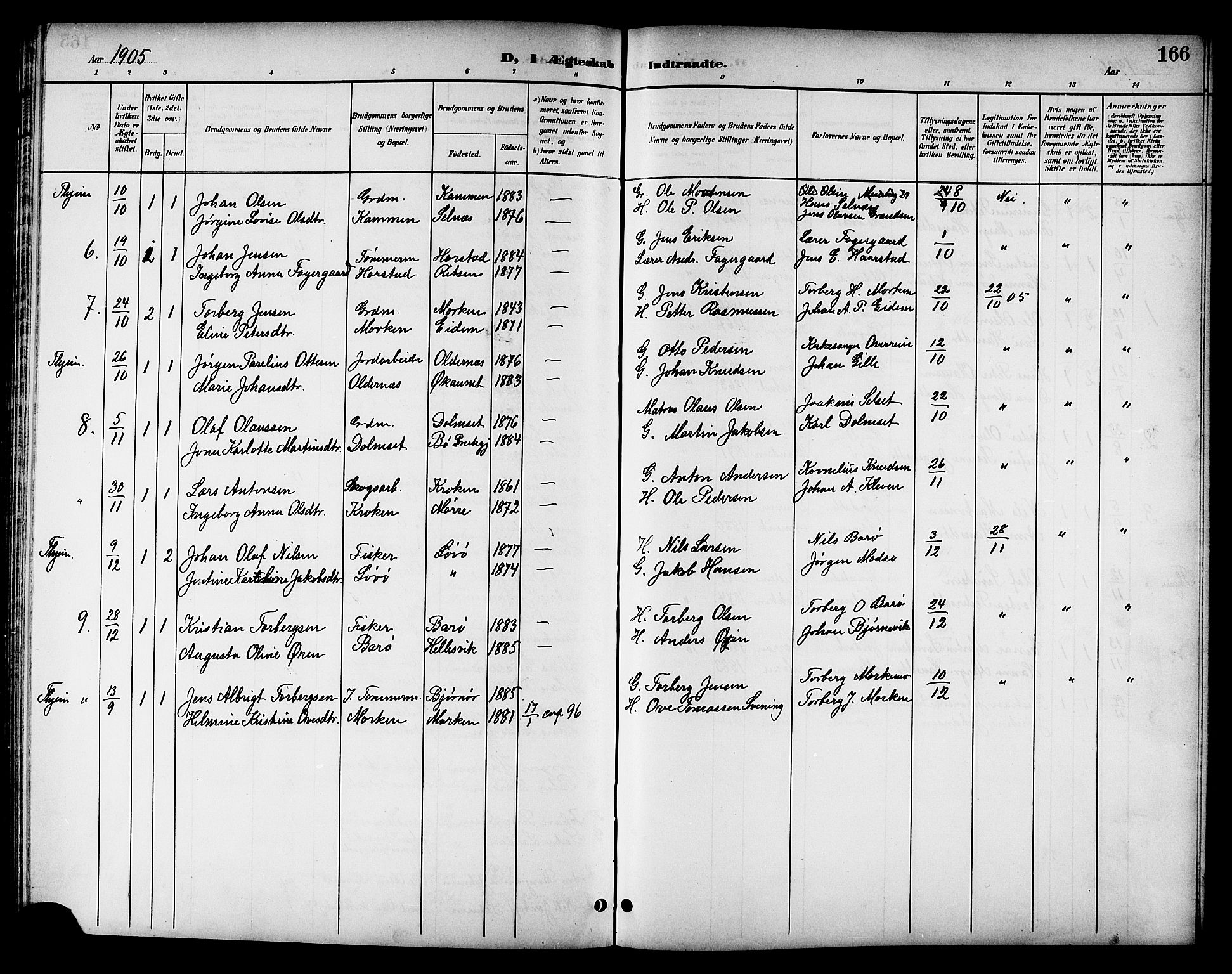 Ministerialprotokoller, klokkerbøker og fødselsregistre - Sør-Trøndelag, SAT/A-1456/655/L0688: Parish register (copy) no. 655C04, 1899-1922, p. 166