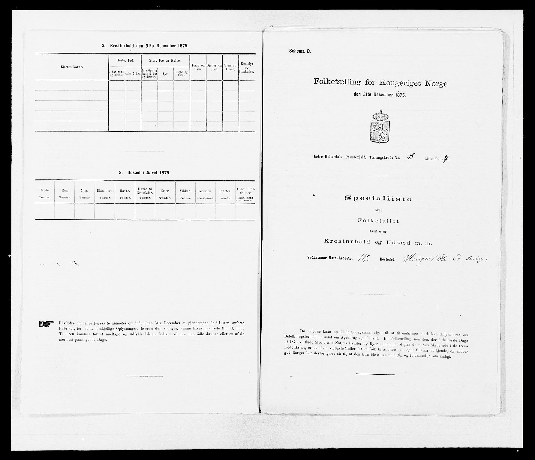 SAB, 1875 census for 1430P Indre Holmedal, 1875, p. 535