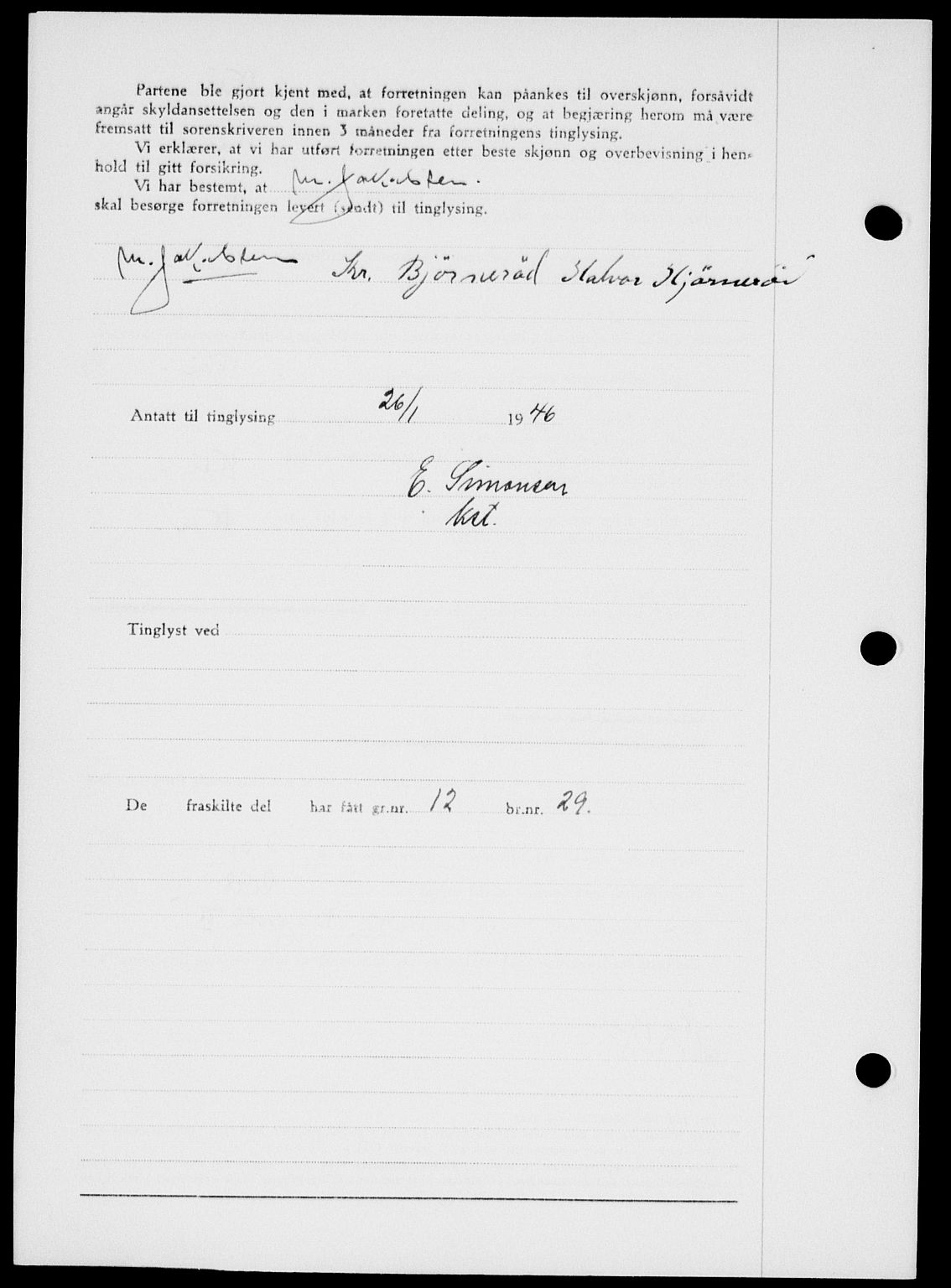 Onsøy sorenskriveri, SAO/A-10474/G/Ga/Gab/L0015: Mortgage book no. II A-15, 1945-1946, Diary no: : 180/1946