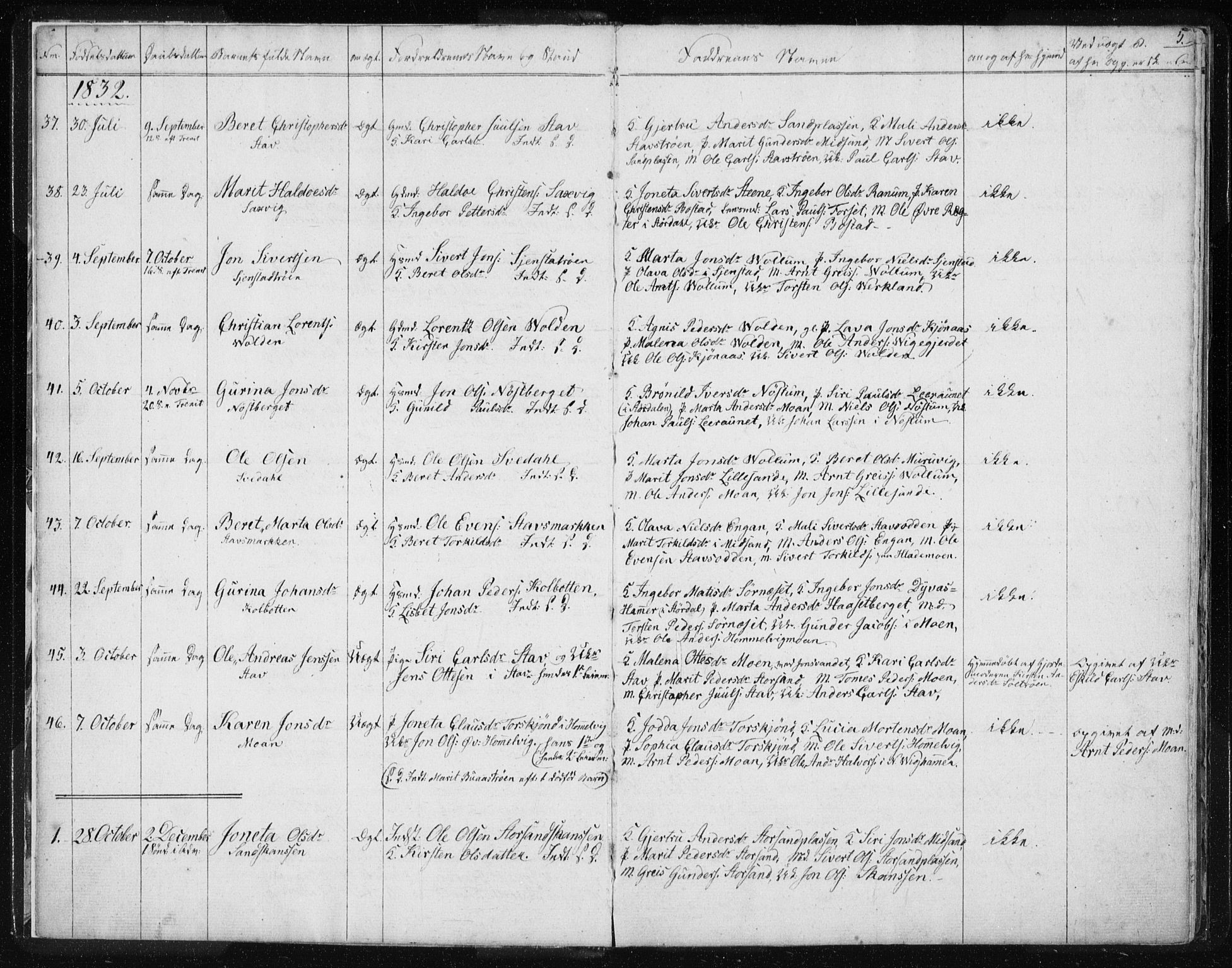 Ministerialprotokoller, klokkerbøker og fødselsregistre - Sør-Trøndelag, SAT/A-1456/616/L0405: Parish register (official) no. 616A02, 1831-1842, p. 5