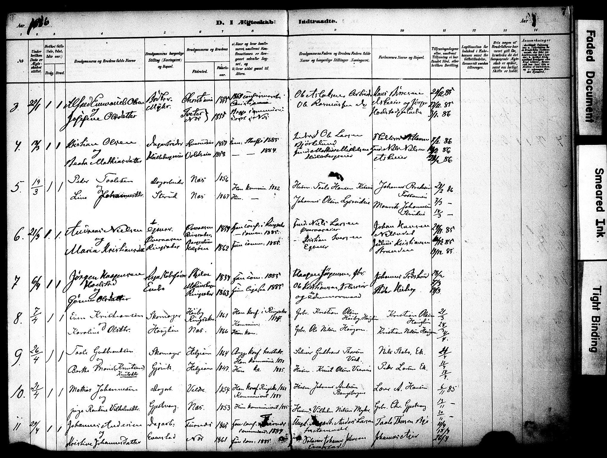 Nes prestekontor, Hedmark, AV/SAH-PREST-020/K/Ka/L0008: Parish register (official) no. 8, 1883-1905, p. 7