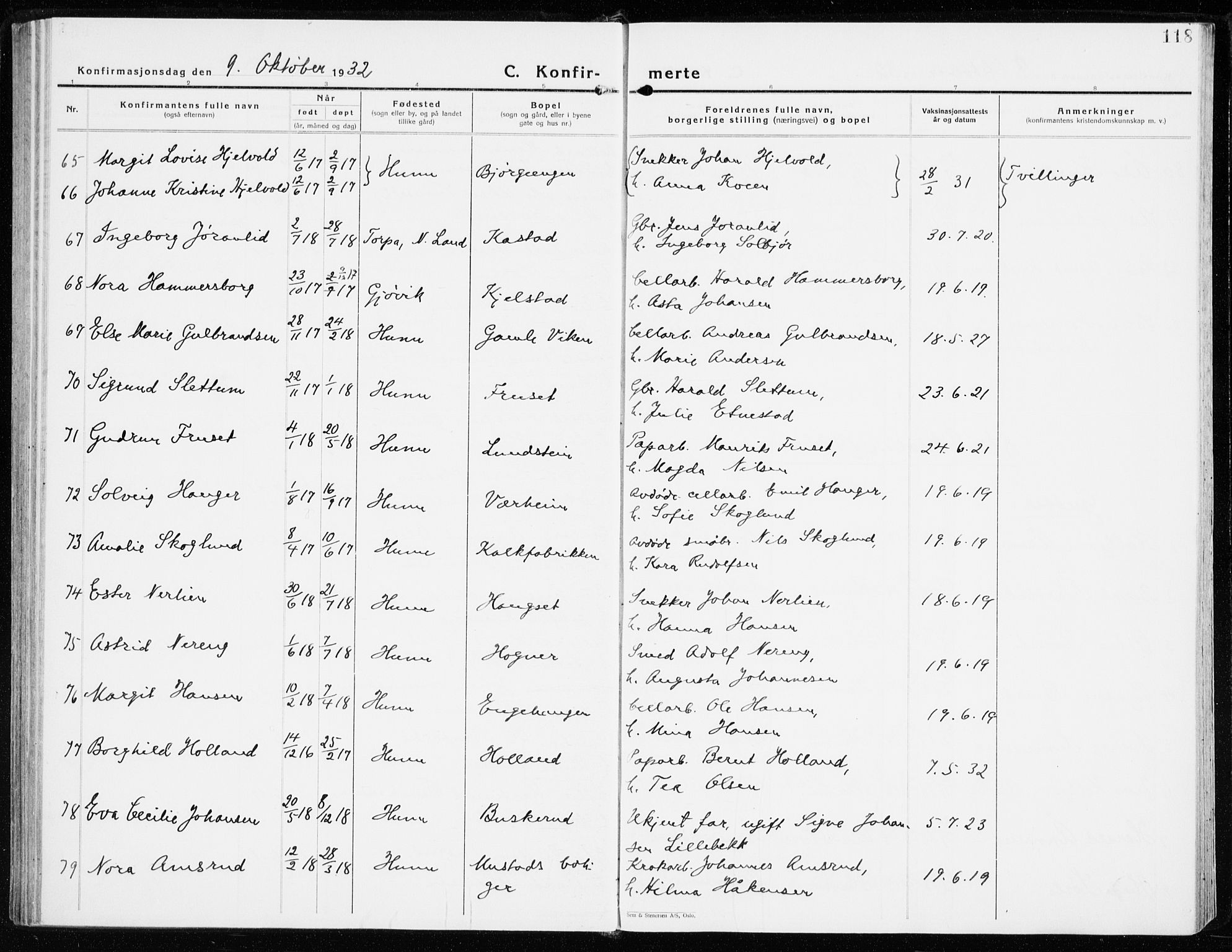 Vardal prestekontor, SAH/PREST-100/H/Ha/Haa/L0018: Parish register (official) no. 18, 1930-1945, p. 118