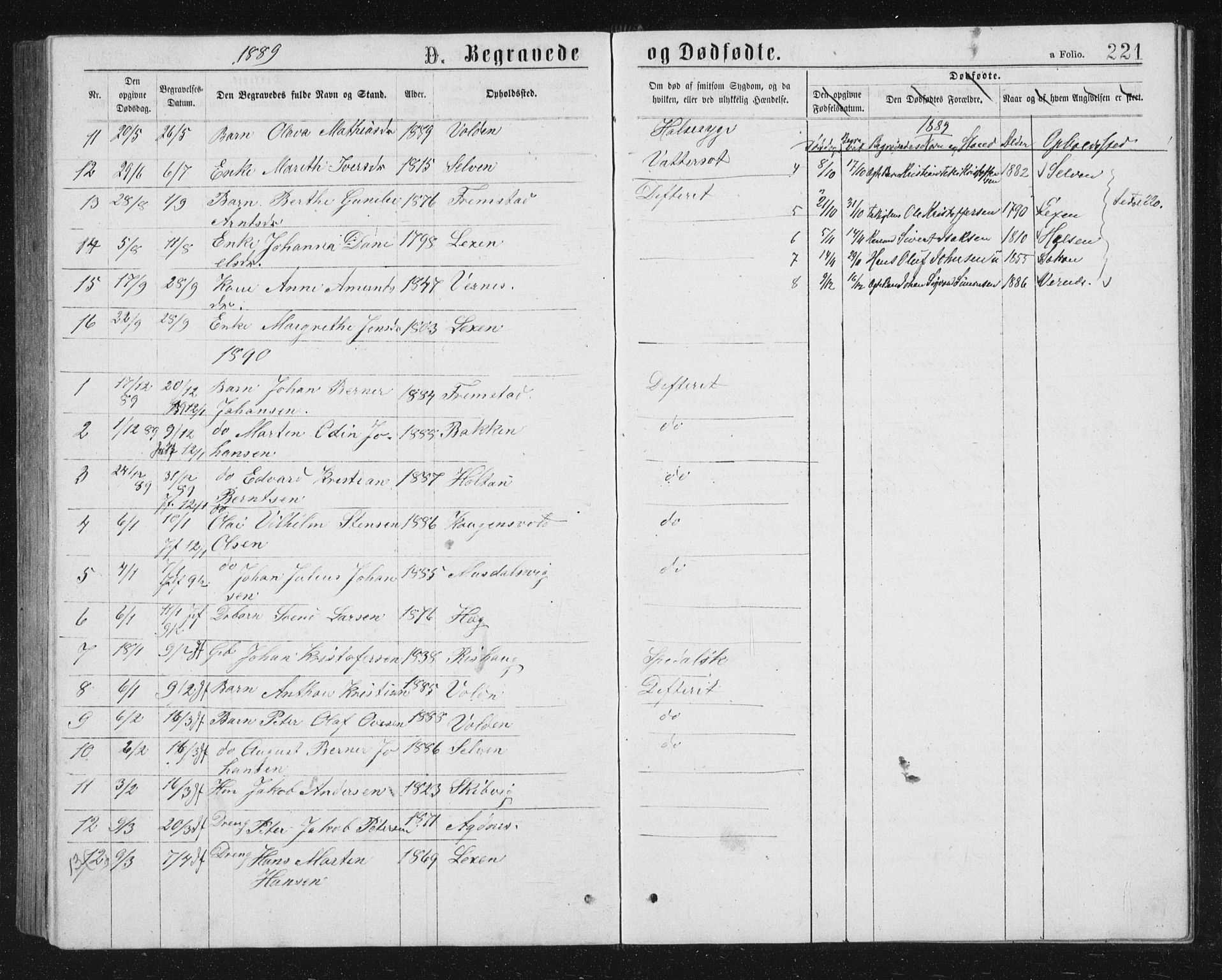 Ministerialprotokoller, klokkerbøker og fødselsregistre - Sør-Trøndelag, SAT/A-1456/662/L0756: Parish register (copy) no. 662C01, 1869-1891, p. 221